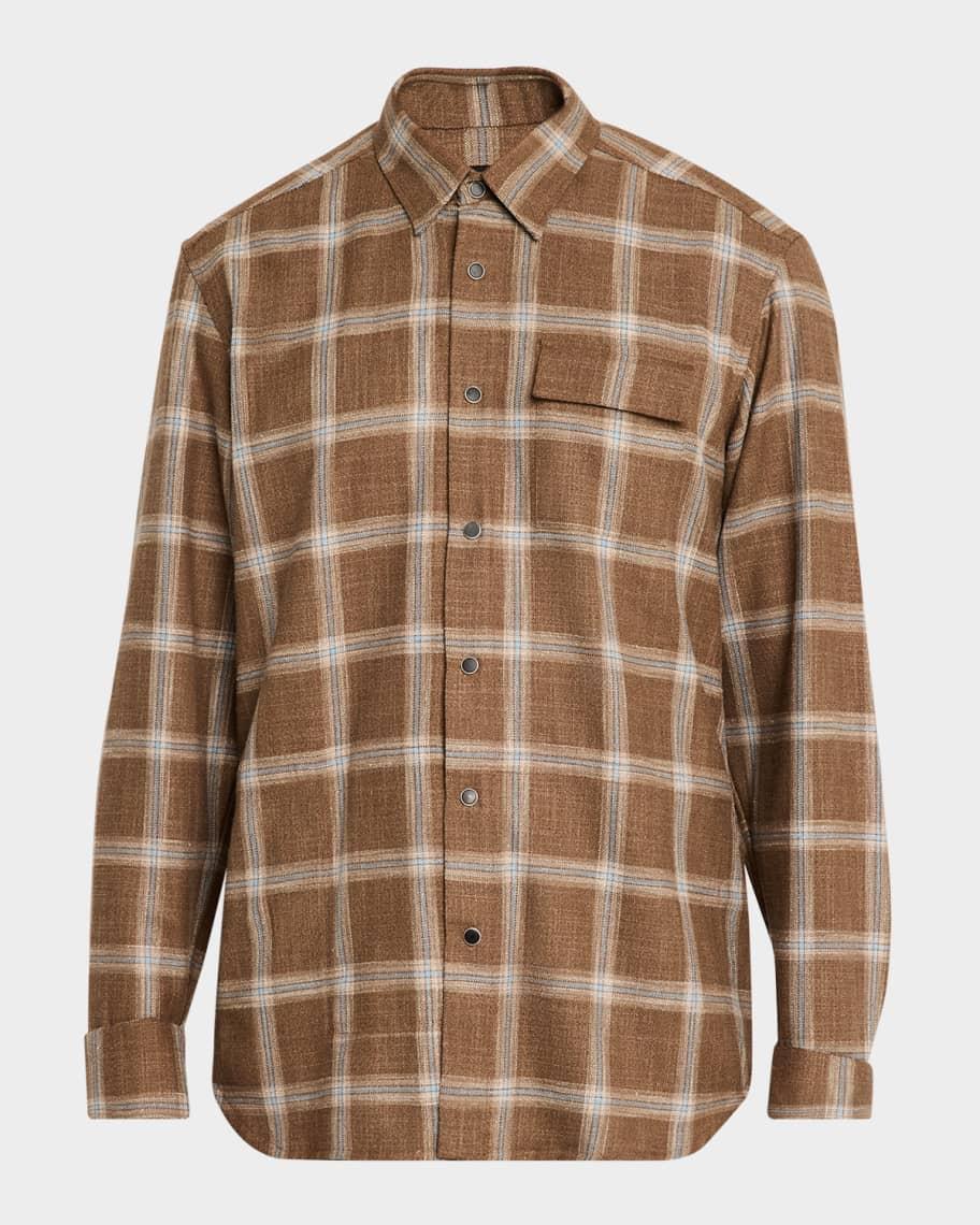 Mens Windowpane Check Casual Overshirt Product Image