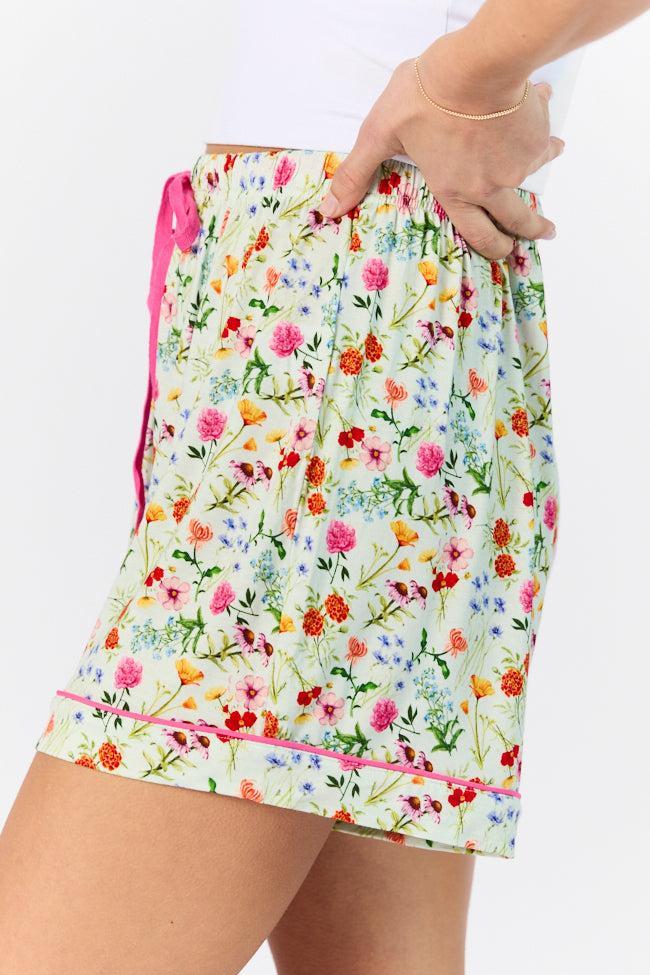 Good To Get Away Botanical Floral Pajama Shorts Product Image