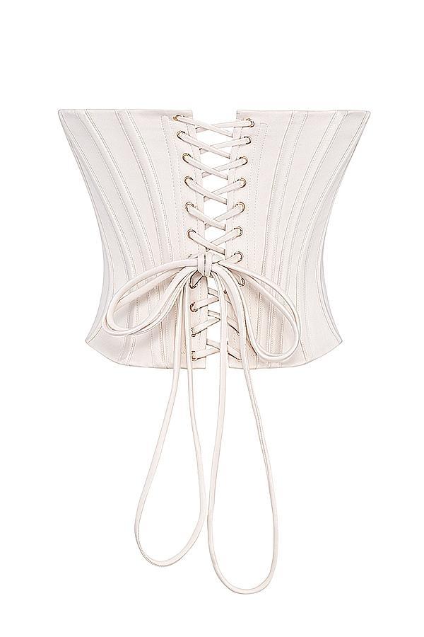 Genevieve  vintage cream lace back corset Product Image