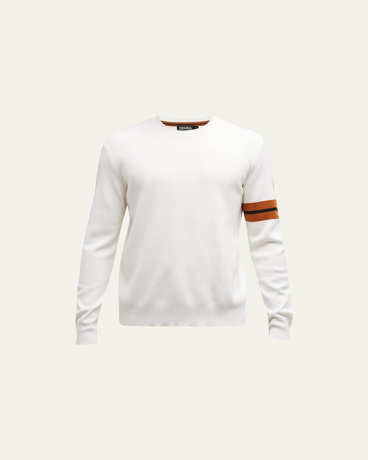 Zegna White High Performance Wool Crewneck Sweater Product Image