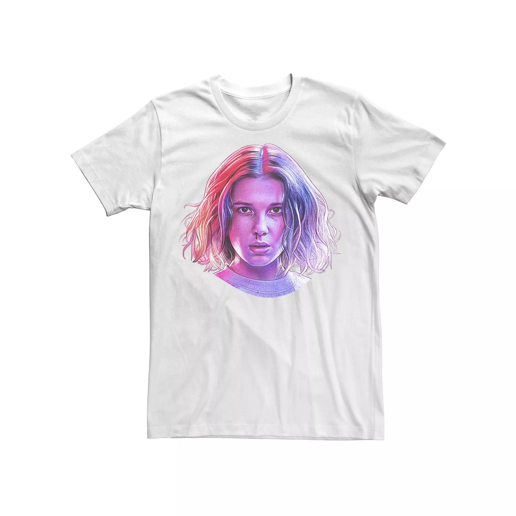 Men's Stranger Things Eleven Rose Tone Nose Drip Portrait Tee, Size: Medium, White Product Image