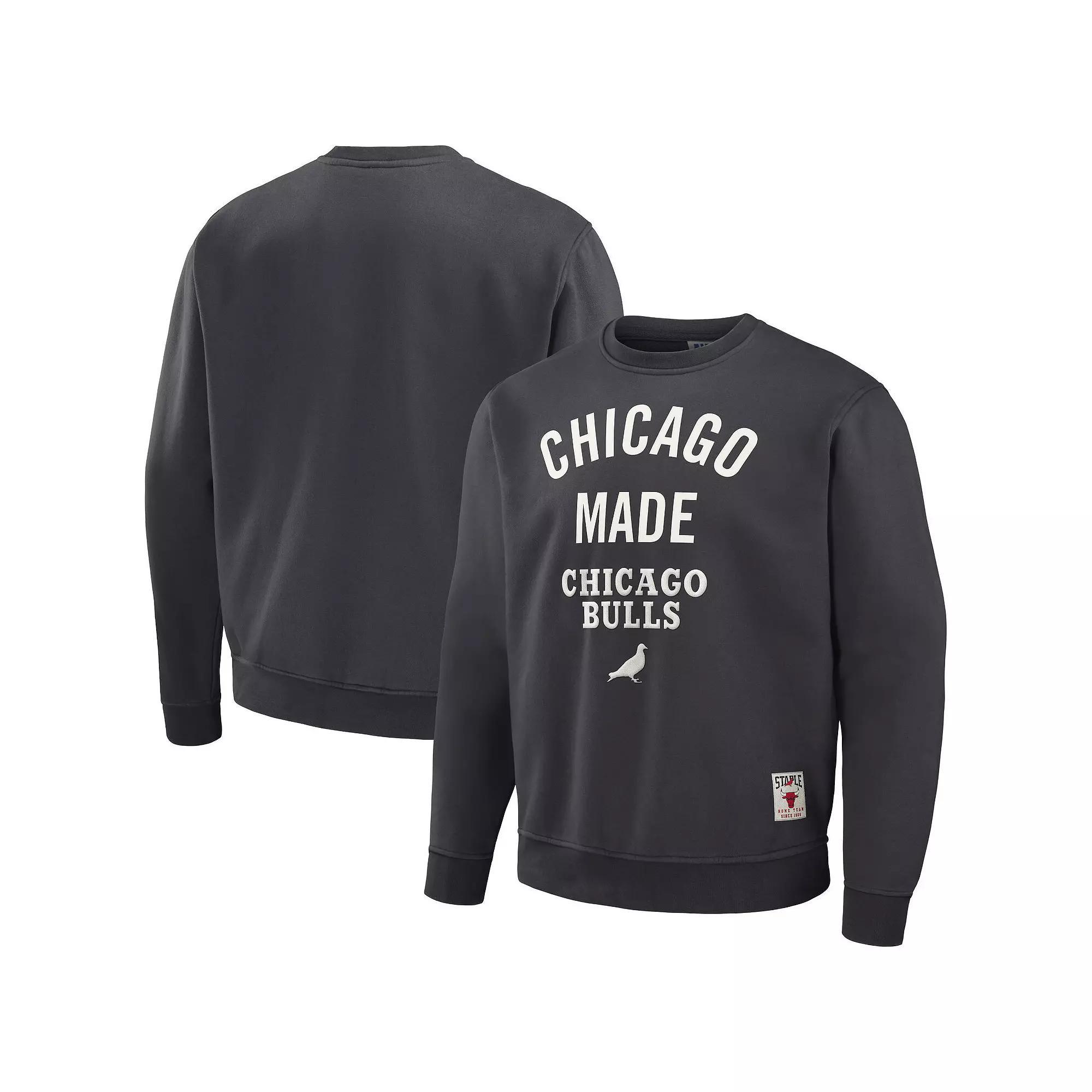 Men's NBA x Staple Anthracite Philadelphia 76ers Plush Pullover Sweatshirt, Size: Small, 76r Grey Product Image