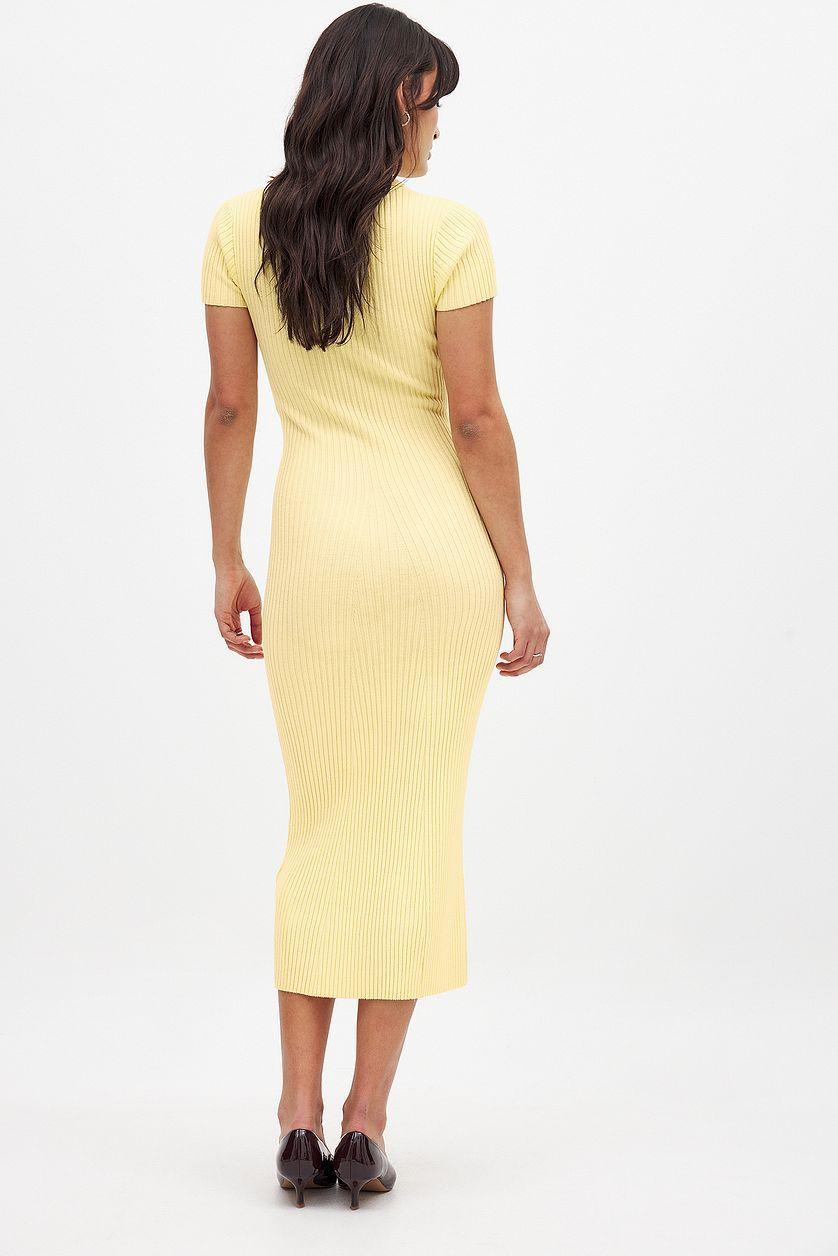 Knitted Short Sleeve Button Dress Product Image