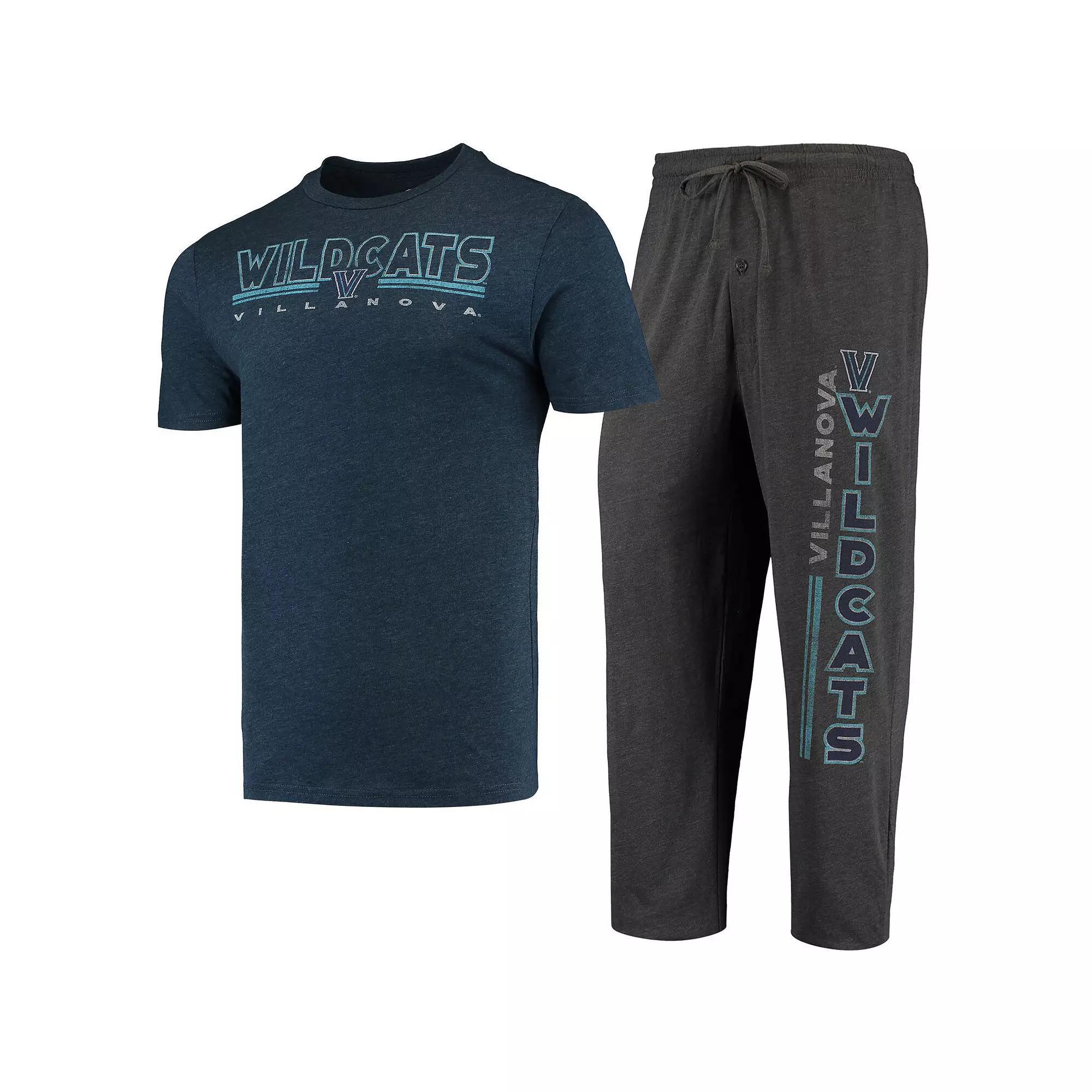 Men's Concepts Sport Heathered Charcoal/Navy Villanova Wildcats Meter T-Shirt & Pants Sleep Set, Size: Large Product Image