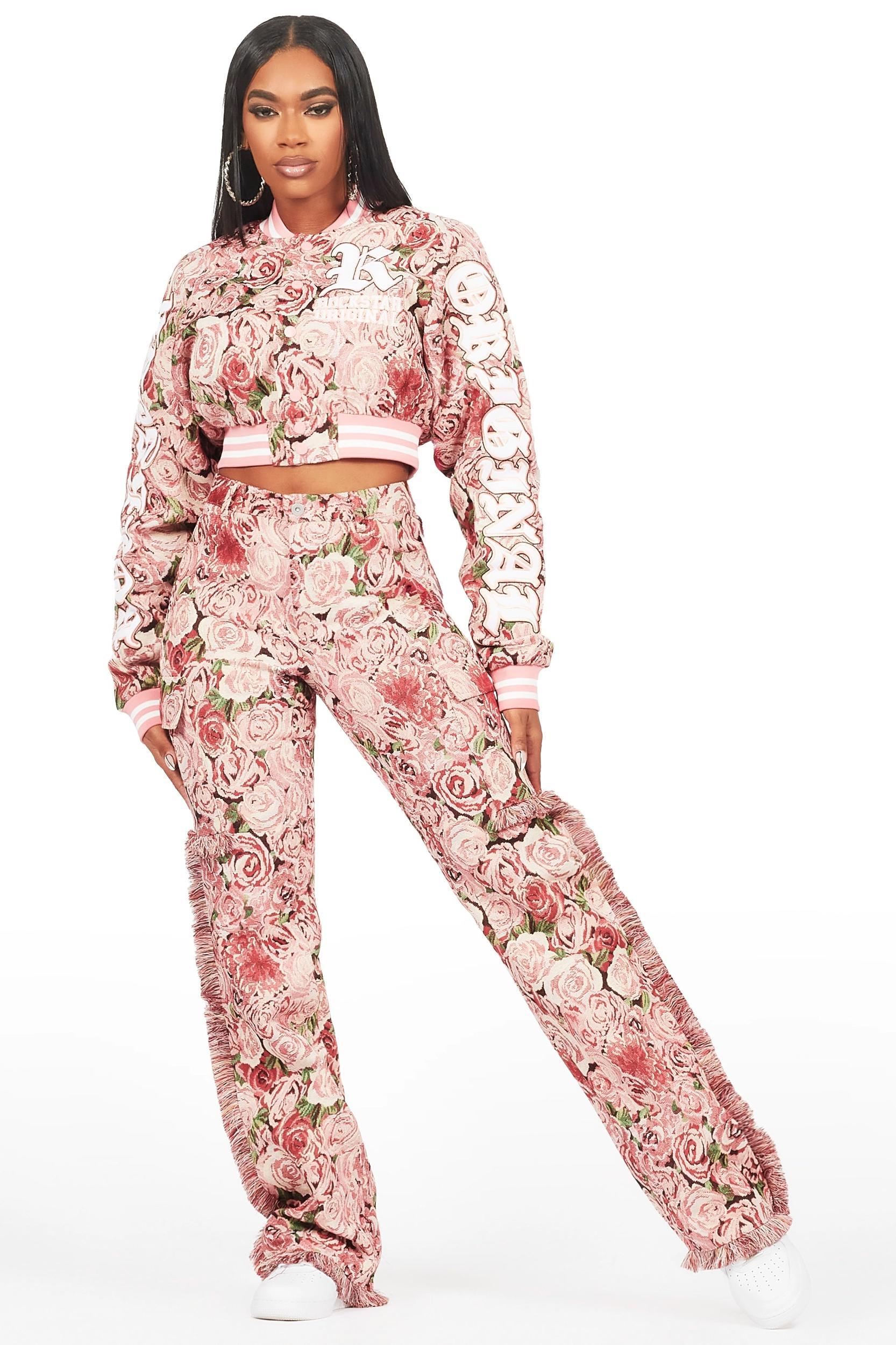 Darresha Pink Floral Tapestry Stacked Pant Female Product Image