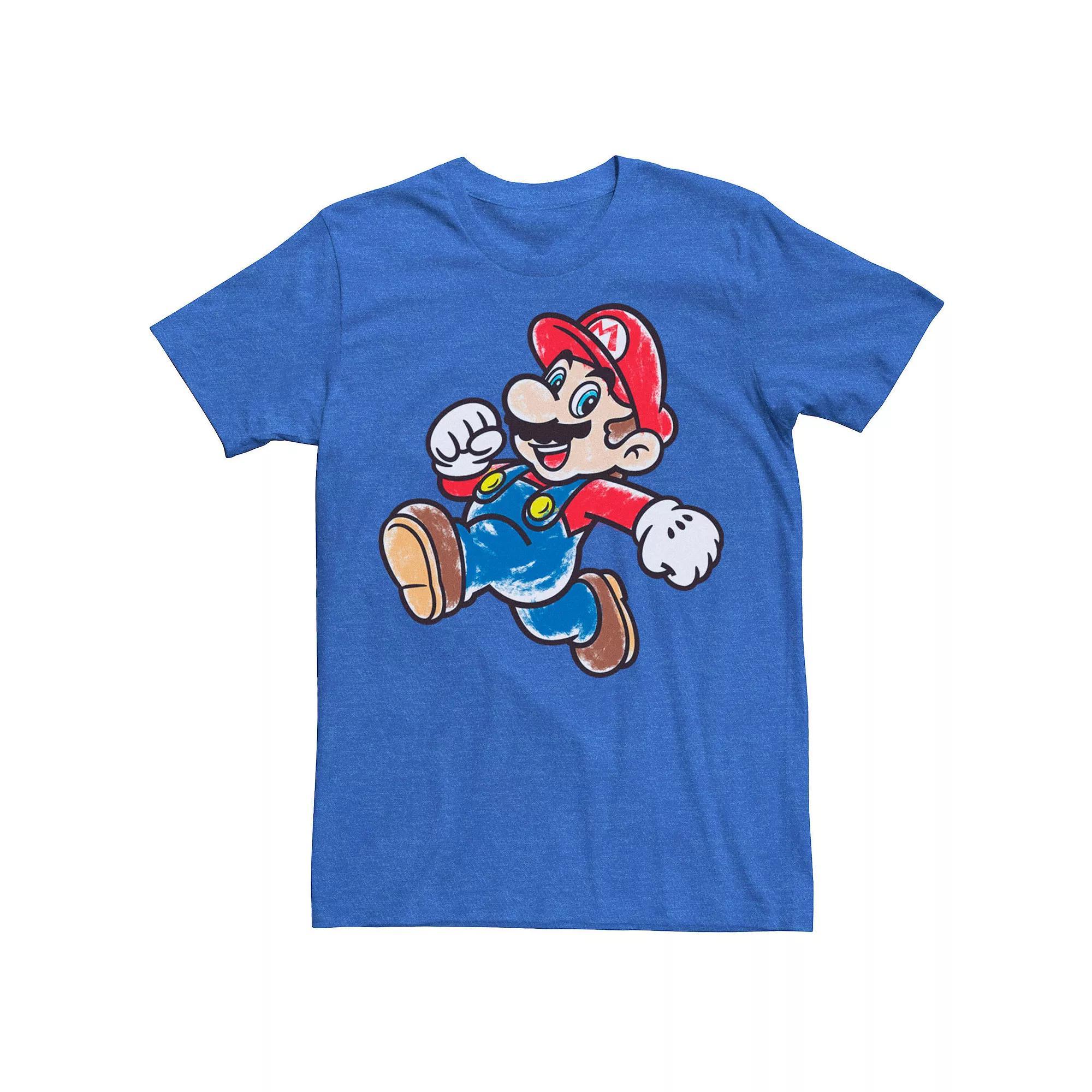 Men's Nintendo Super Mario Marker Fill Mario Portrait Tee, Size: Medium, Royal Grey Product Image