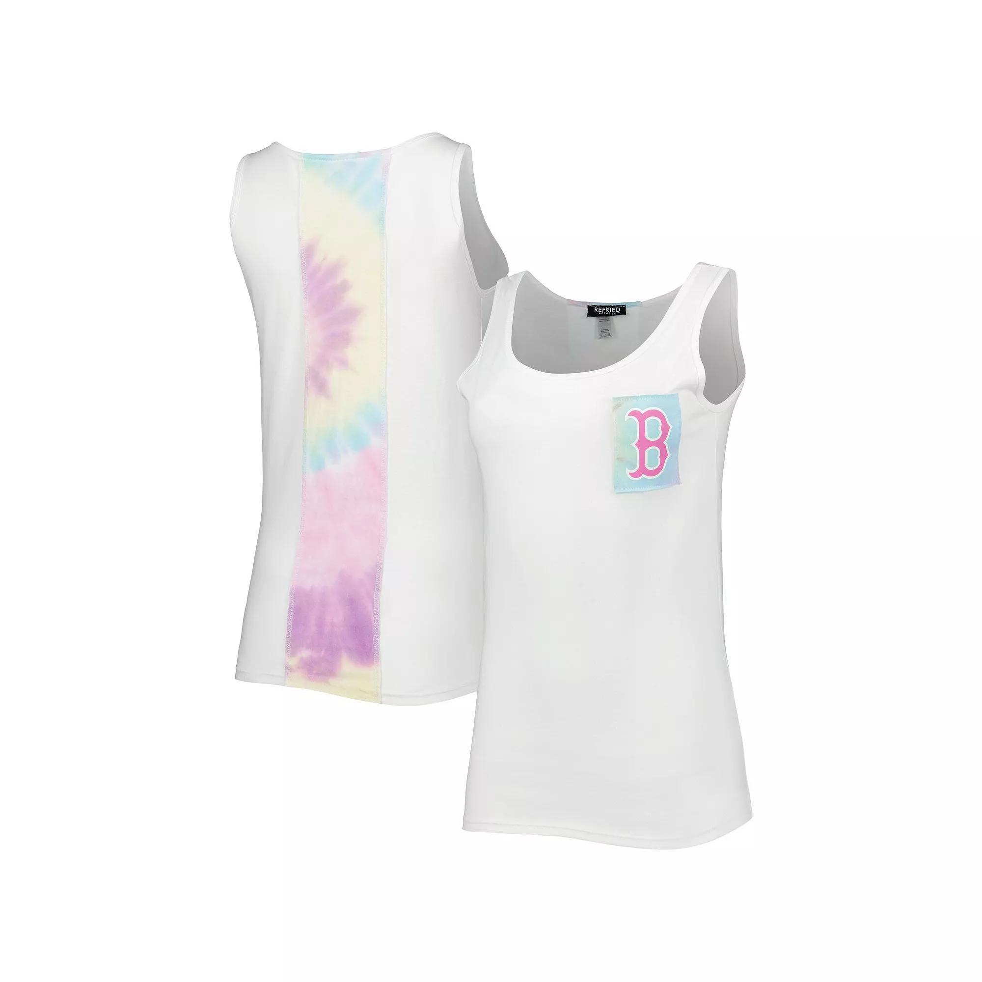 Women's Refried Apparel White Boston Red Sox Tie-Dye Tank Top, Size: Medium Product Image