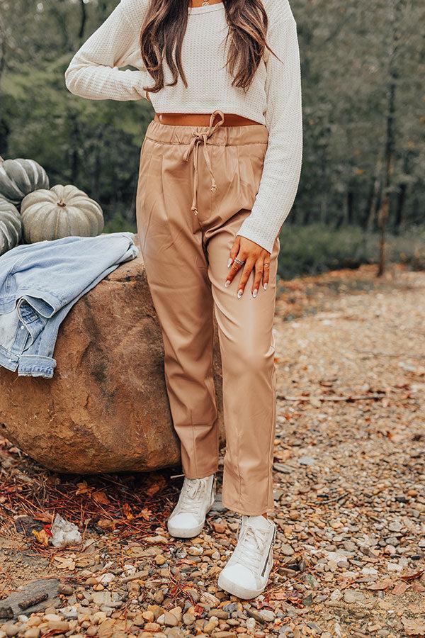 Austin Nights Faux Leather Pants In Iced Latte Product Image