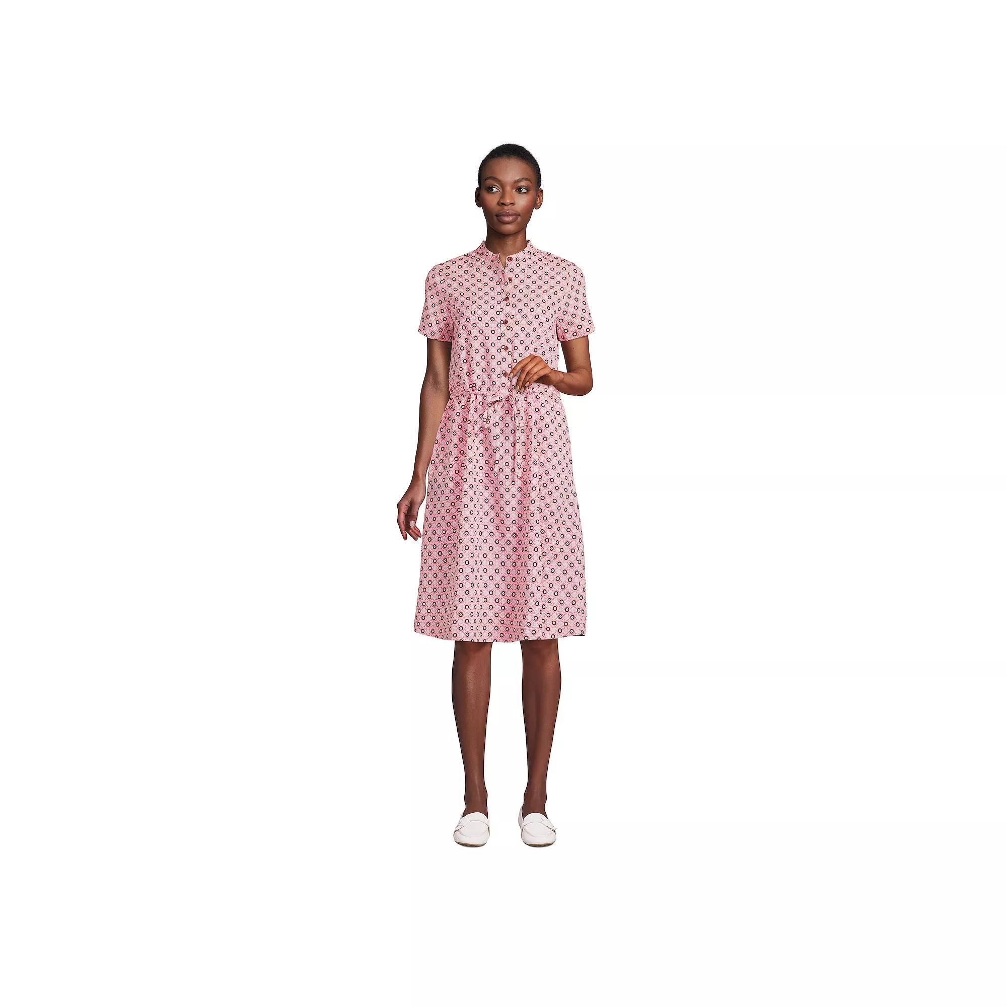 Women's Lands' End Button Front Shirtdress, Size: XL, Lily Medallion Tile Product Image