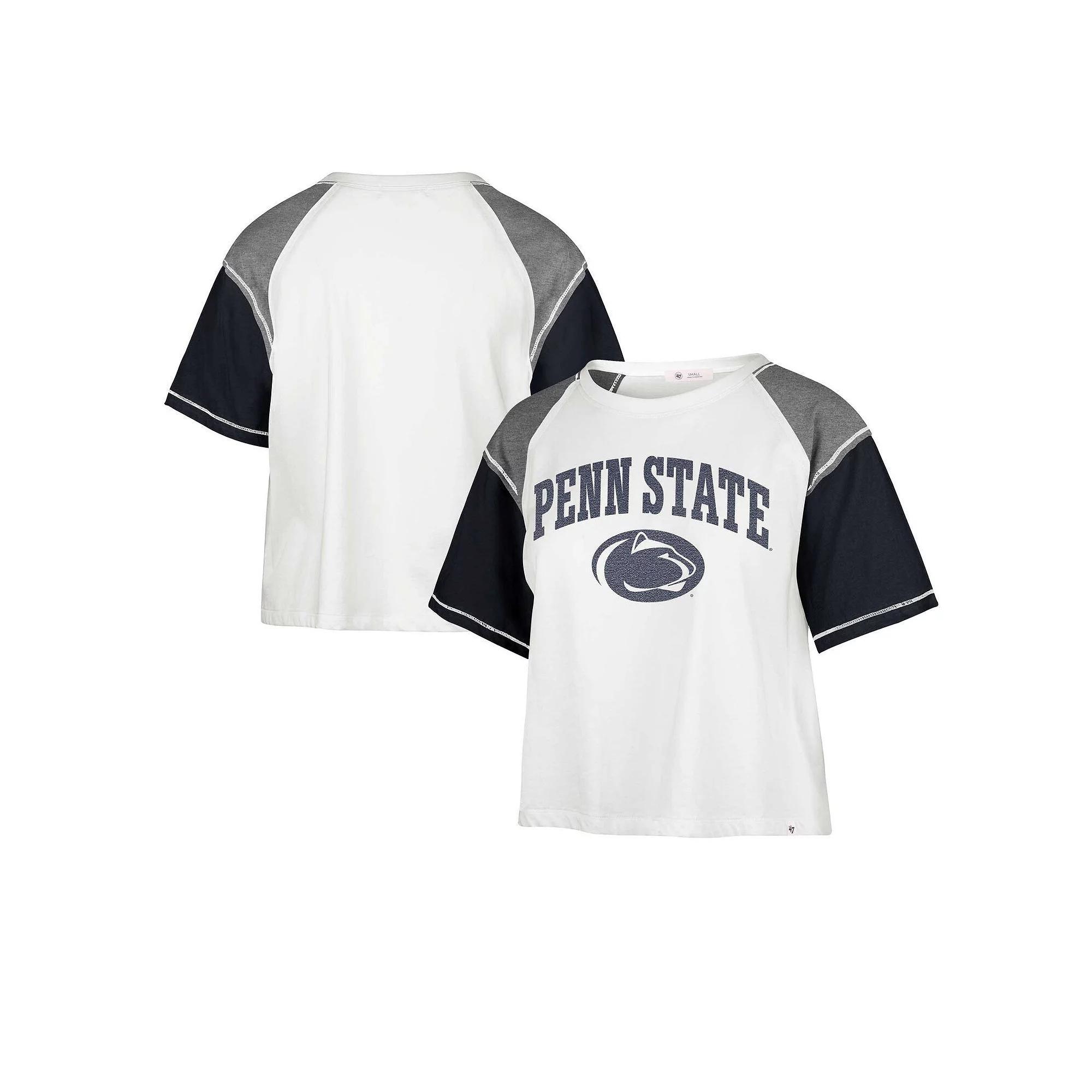 Women's '47 White Penn State Nittany Lions Serenity Gia Cropped T-Shirt, Size: Large Product Image