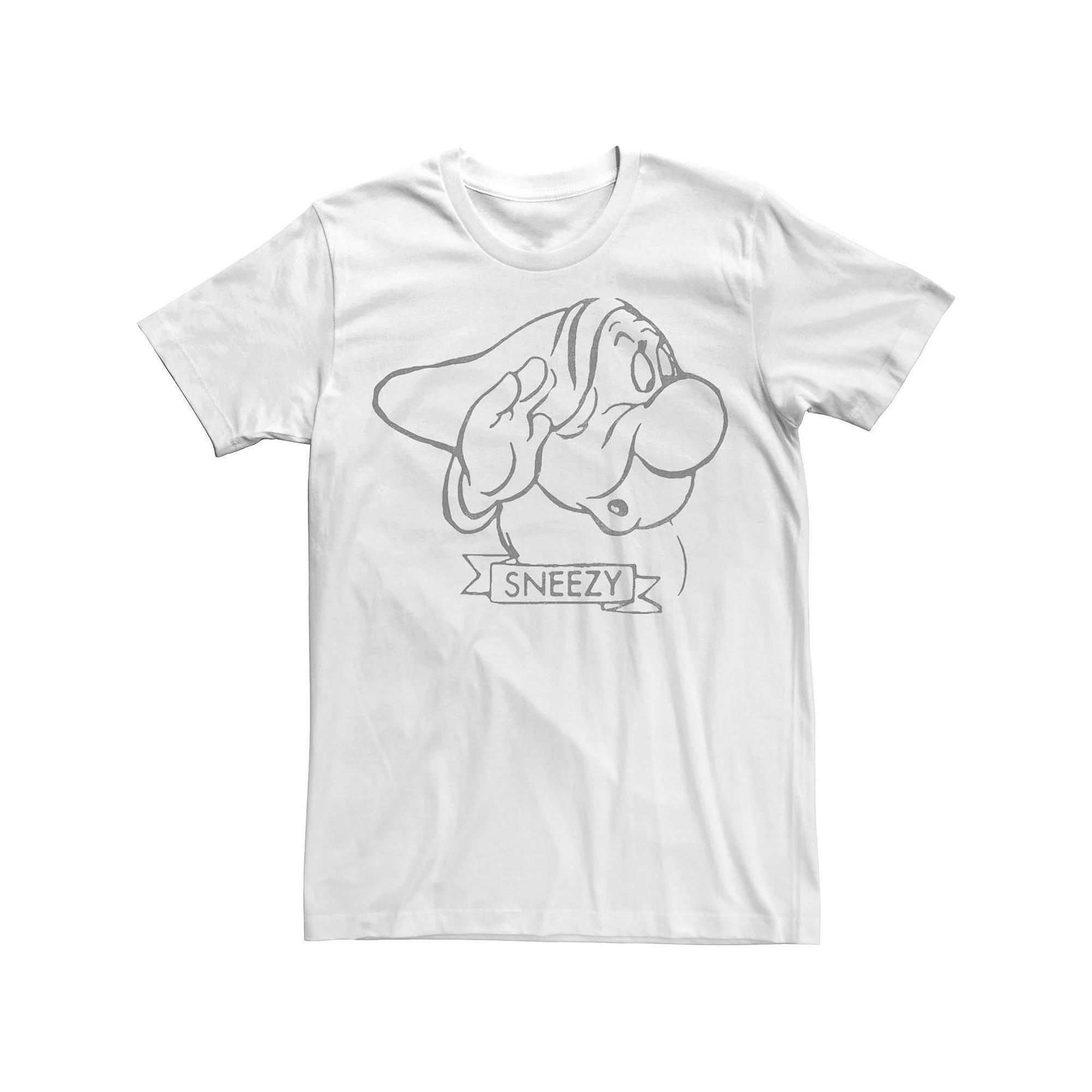 Disney's Snow White Sneezy Line Art Big Face Men's Tee, Size: Medium Product Image