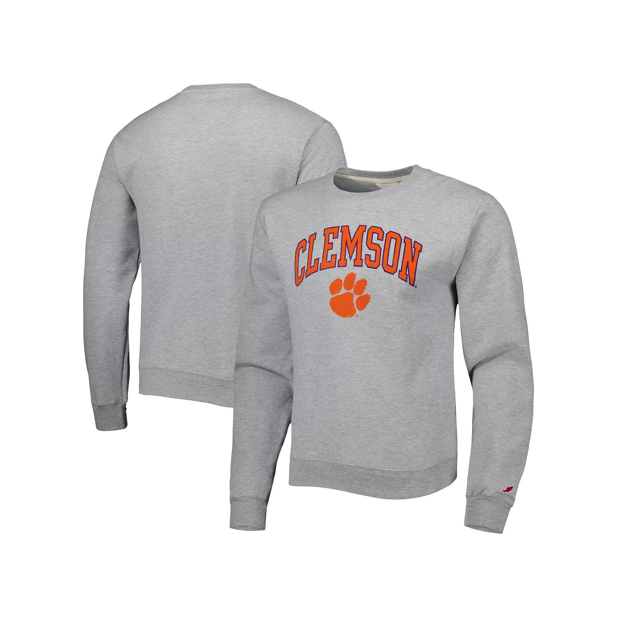 Men's League Collegiate Wear Heather Gray Clemson Tigers 1965 Arch Essential Lightweight Pullover Sweatshirt, Size: 2XL, Grey Product Image
