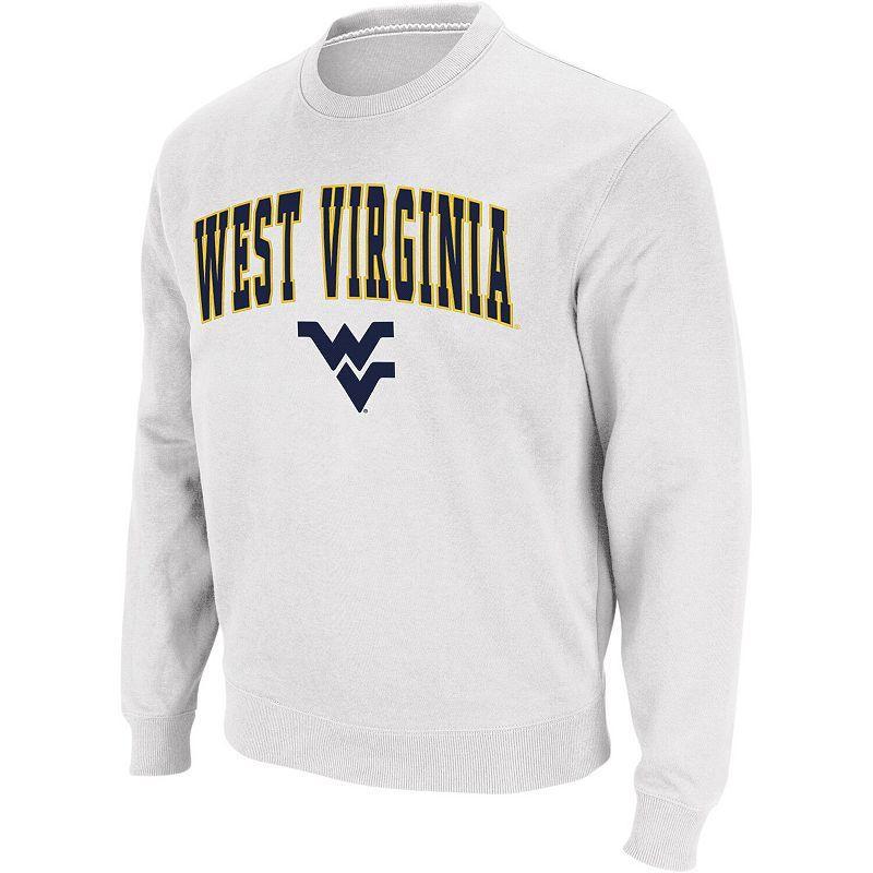 Men's Colosseum White West Virginia Mountaineers Arch & Logo Crew Neck Sweatshirt, Size: XL Product Image