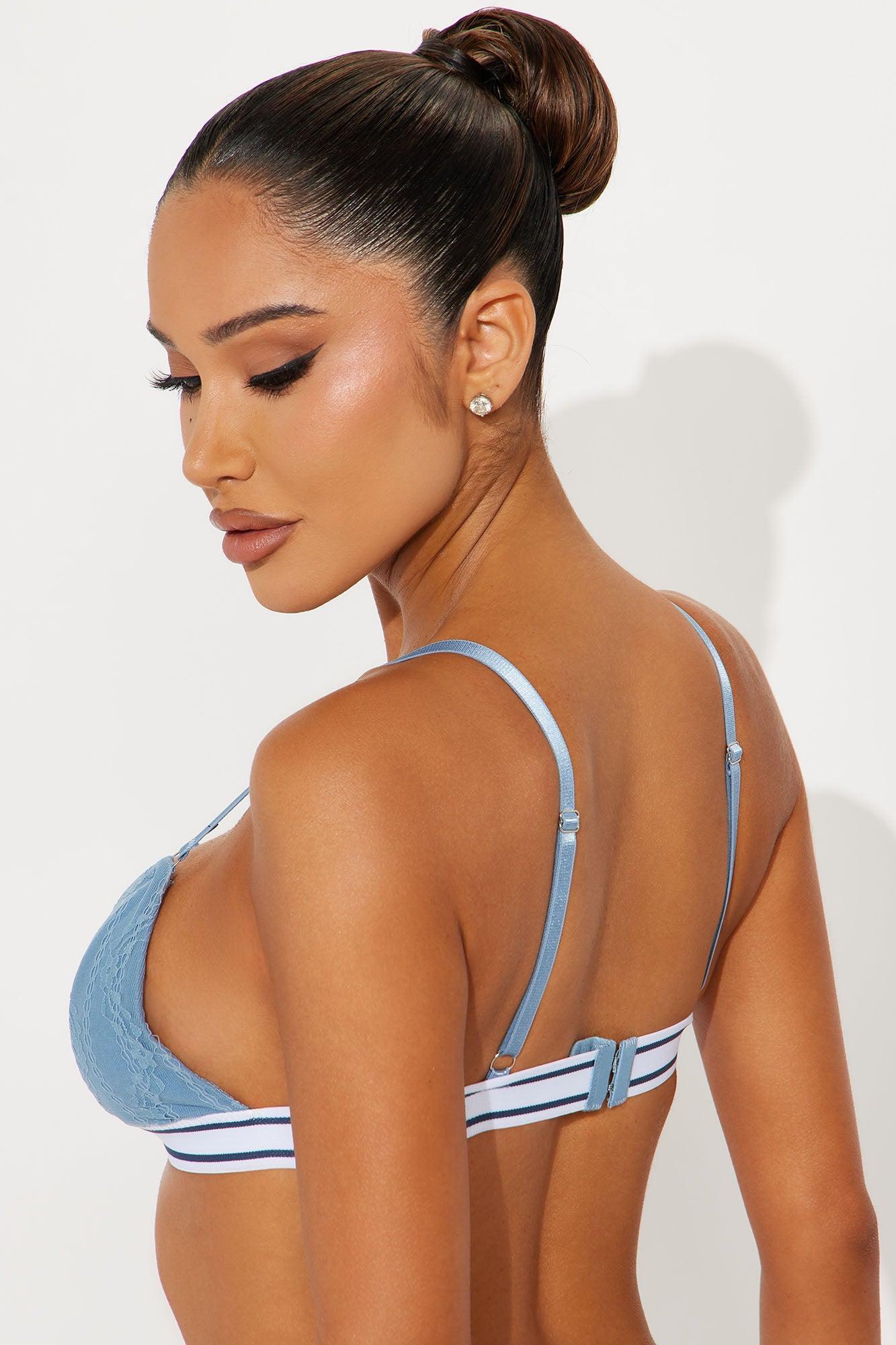 She's Cute Lace Triangle Bralette - Blue Product Image