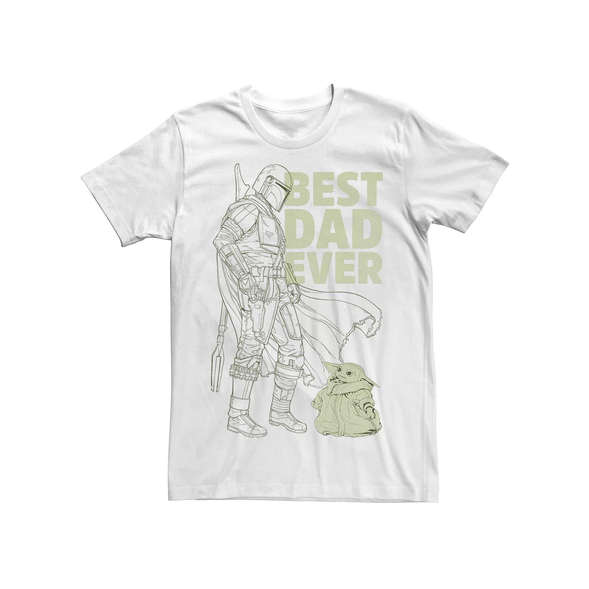 Men's Star Wars The Mandalorian Best Dad Ever Line Art Portrait Tee, Size: Small, White Product Image