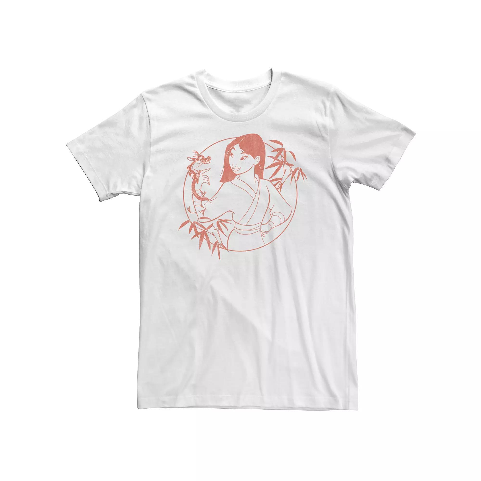 Big & Tall Disney Mulan & Mushu Bamboo Portrait Outline Tee, Men's, Size: 5XL, White Product Image