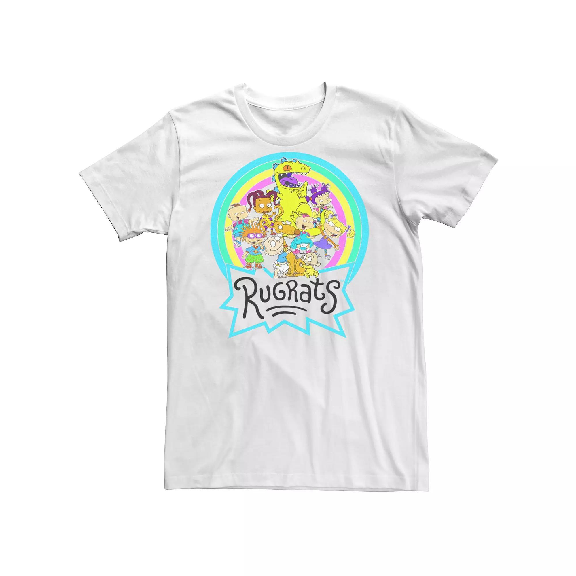 Men's Rugrats Neon Circle Rainbow Group Tee, Size: Large, White Product Image