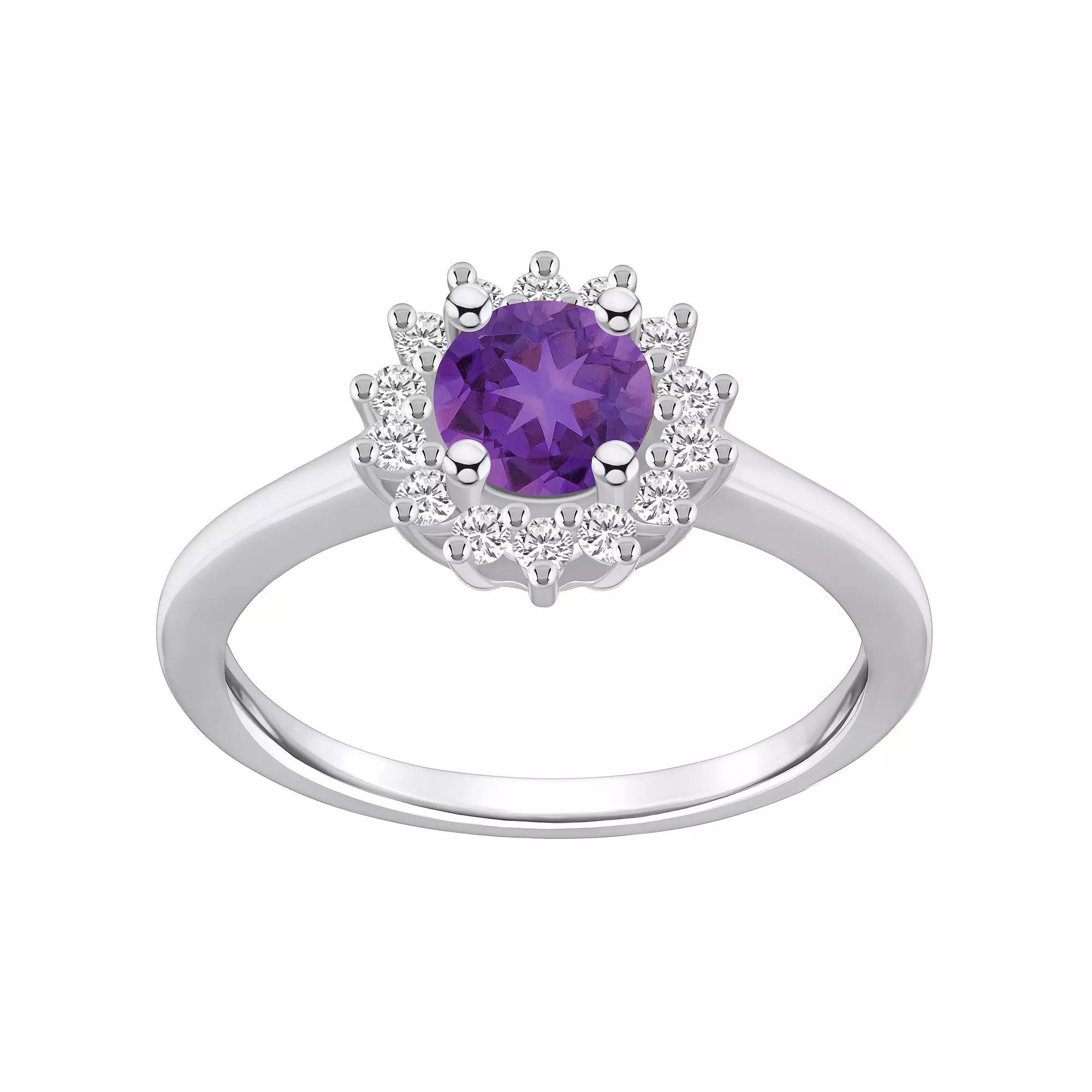 Alyson Layne 14k Gold Amethyst & 1/4 Carat T.W. Diamond Halo Ring, Womens Purple Product Image
