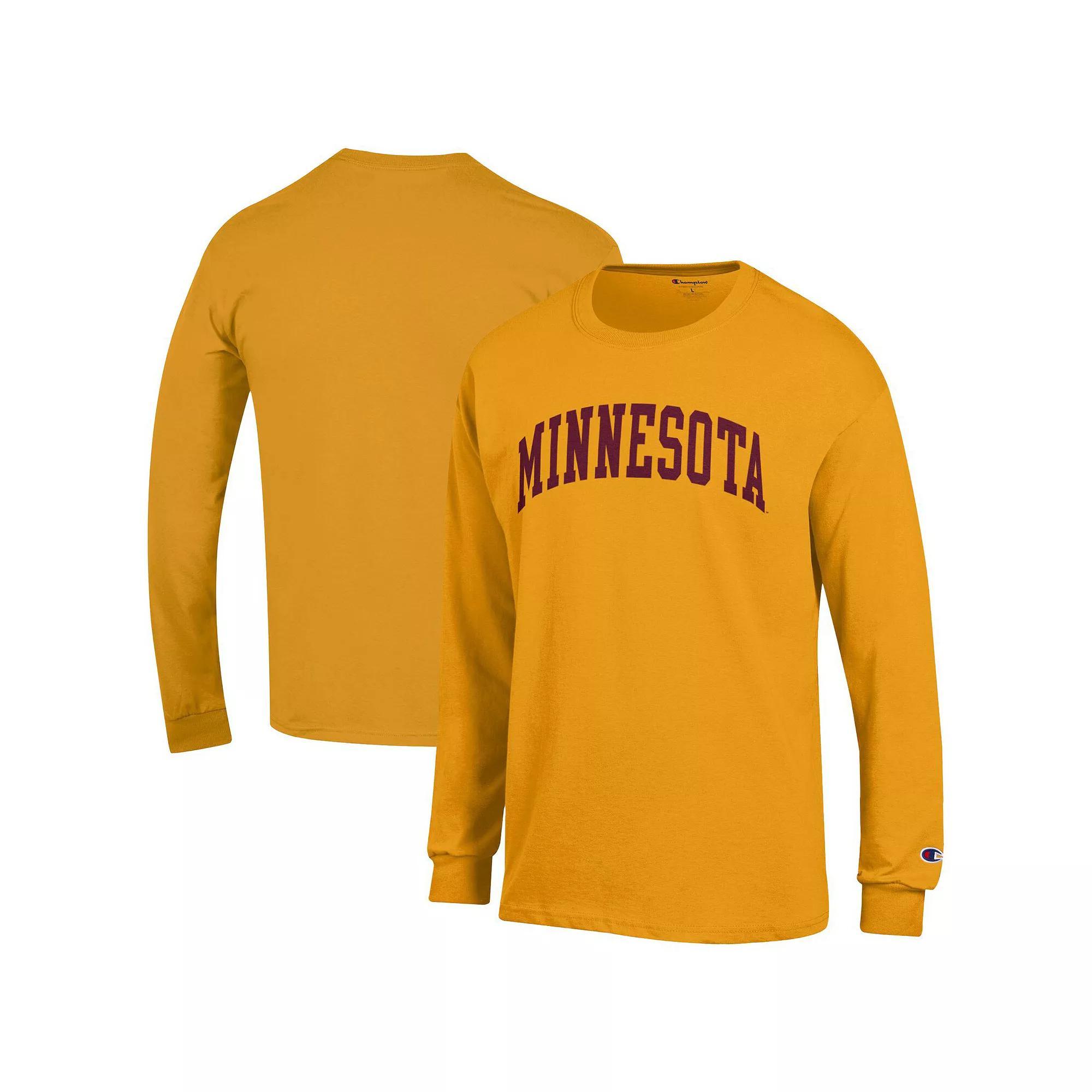 Men's Champion  Gold Minnesota Golden Gophers Basic Arch Long Sleeve T-Shirt, Size: Small Product Image