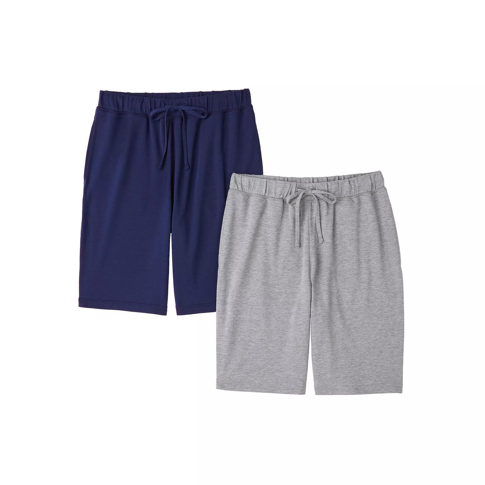 Mens Cuddl Duds 2-Pack French Terry Printed Pajama Shorts Set Grey Green Product Image