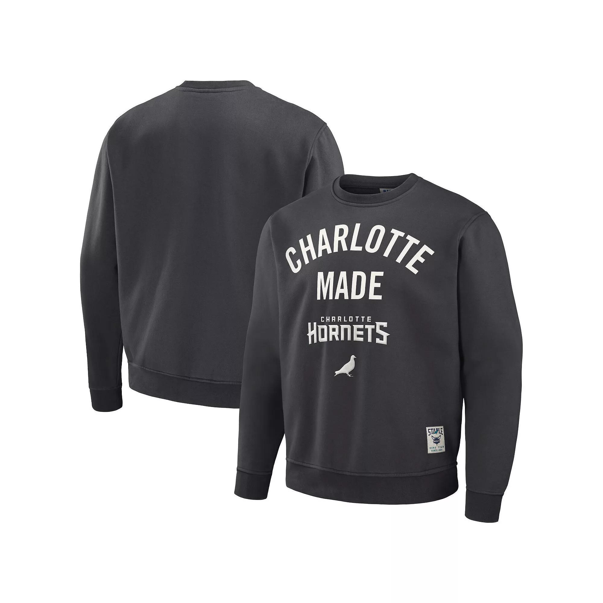Men's NBA x Staple Anthracite Chicago Bulls Plush Pullover Sweatshirt, Size: Small, Grey Product Image