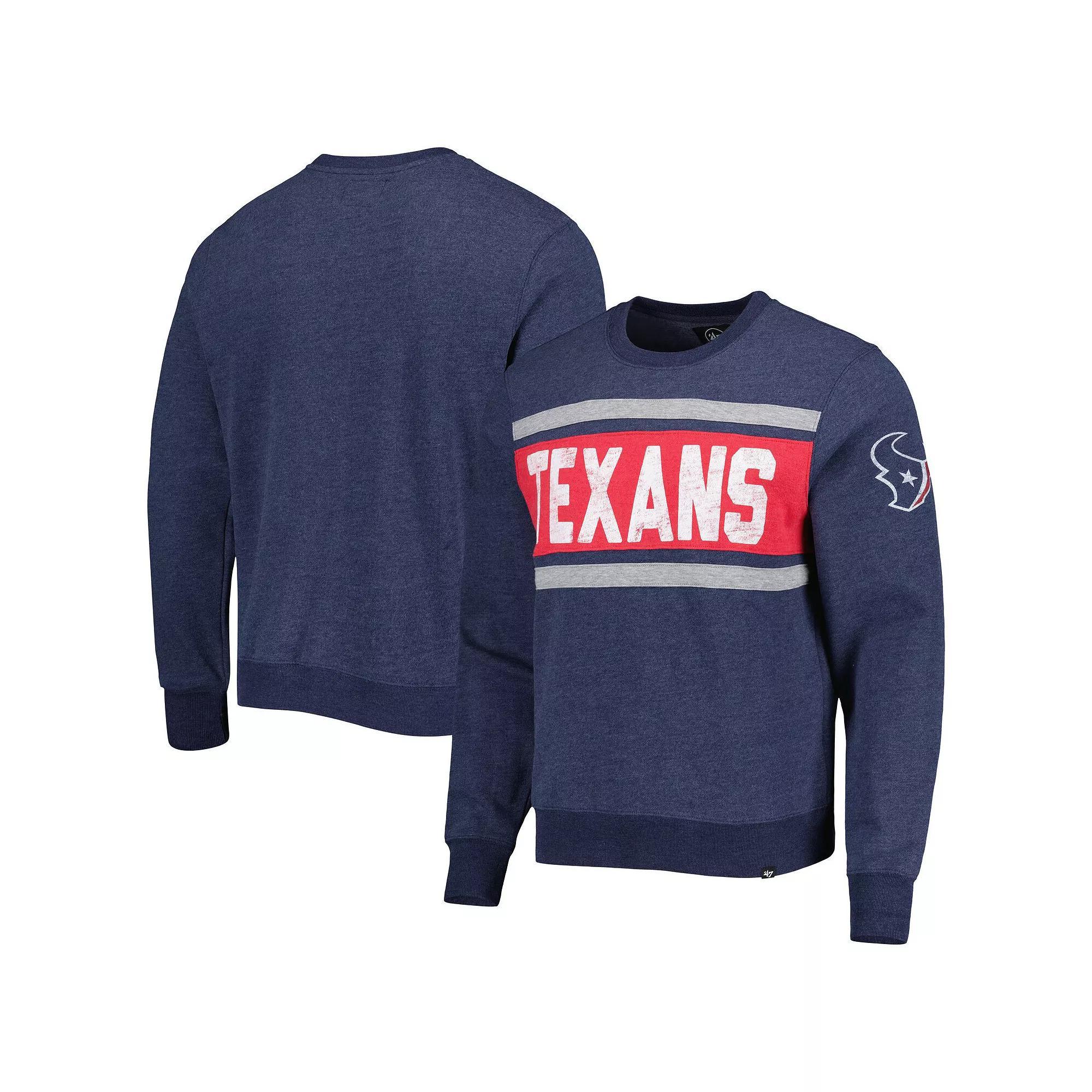 Men's '47 Heather Navy Houston Texans Bypass Tribeca Pullover Sweatshirt, Size: 2XL, Blue Product Image
