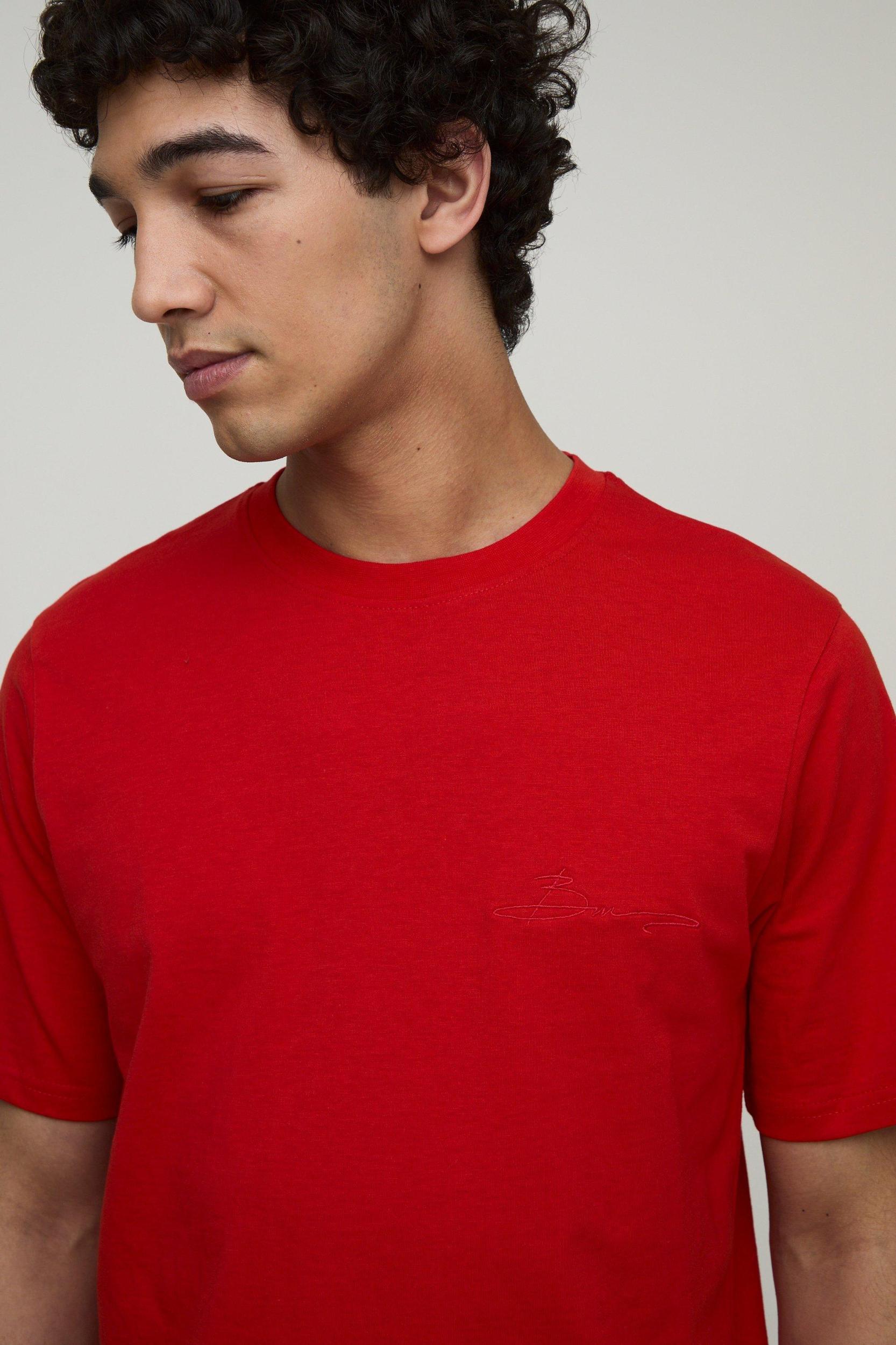 Regular Fit BM Signature Embroidered Crew Neck T-shirt | boohooMAN USA Product Image