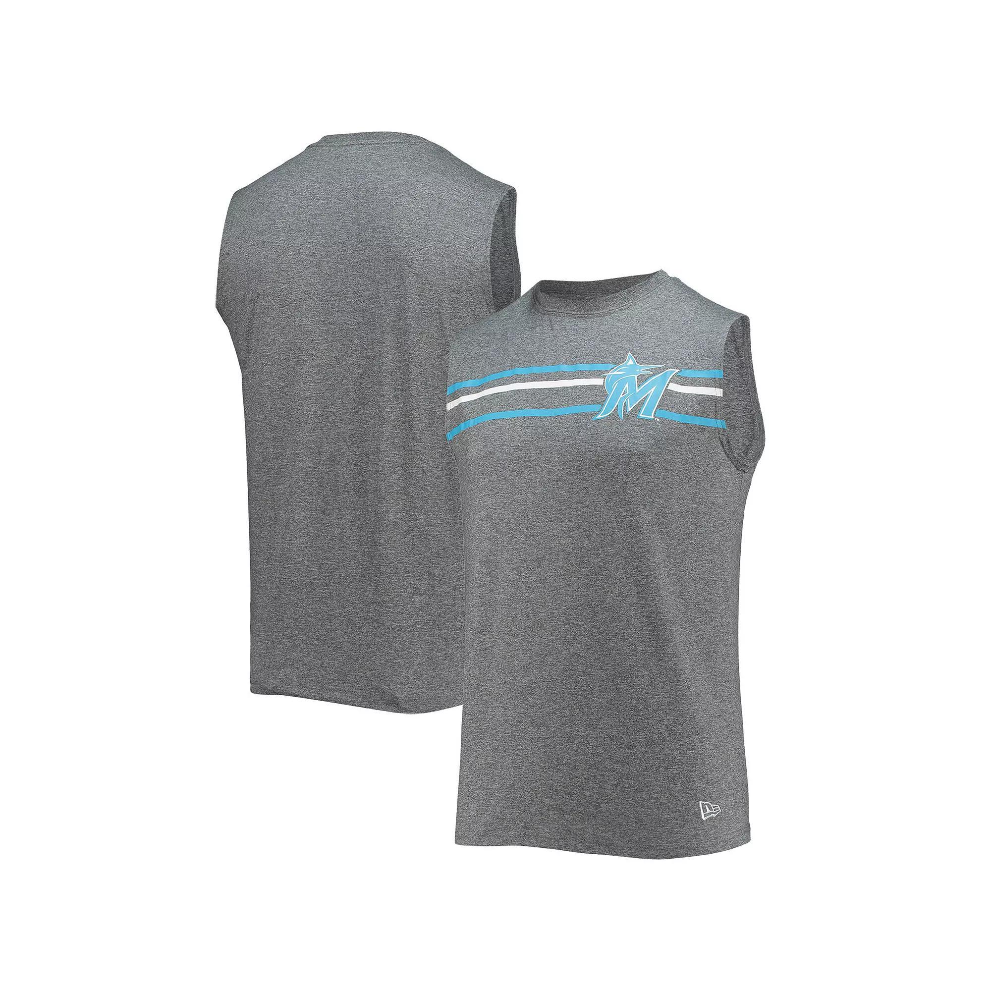 Men's New Era Gray Miami Marlins Muscle Tank Top, Size: XL, Grey Product Image