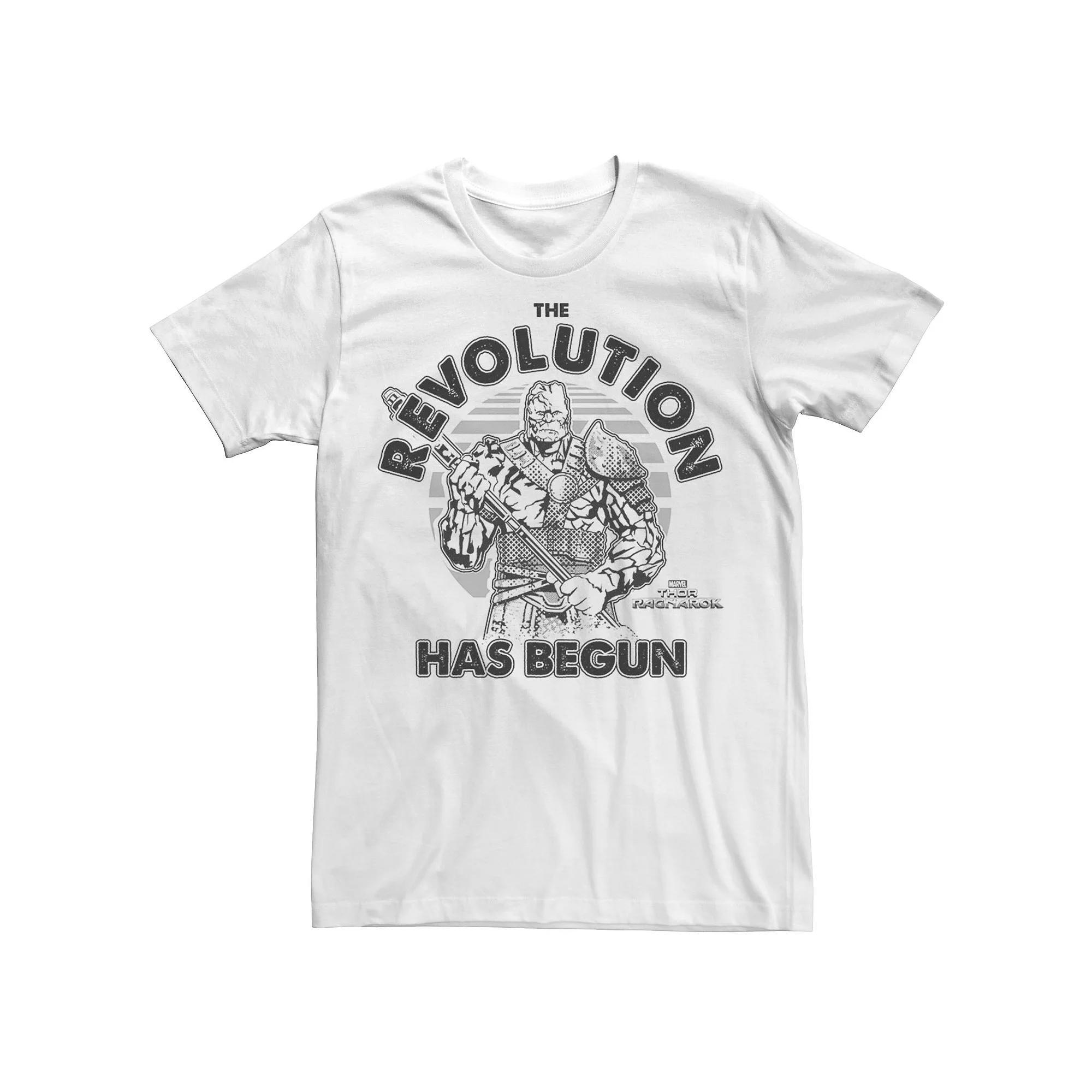 Men's Marvel Thor Ragnarok Korg Revolution Begins Grey Out Tee, Size: Small, White Product Image