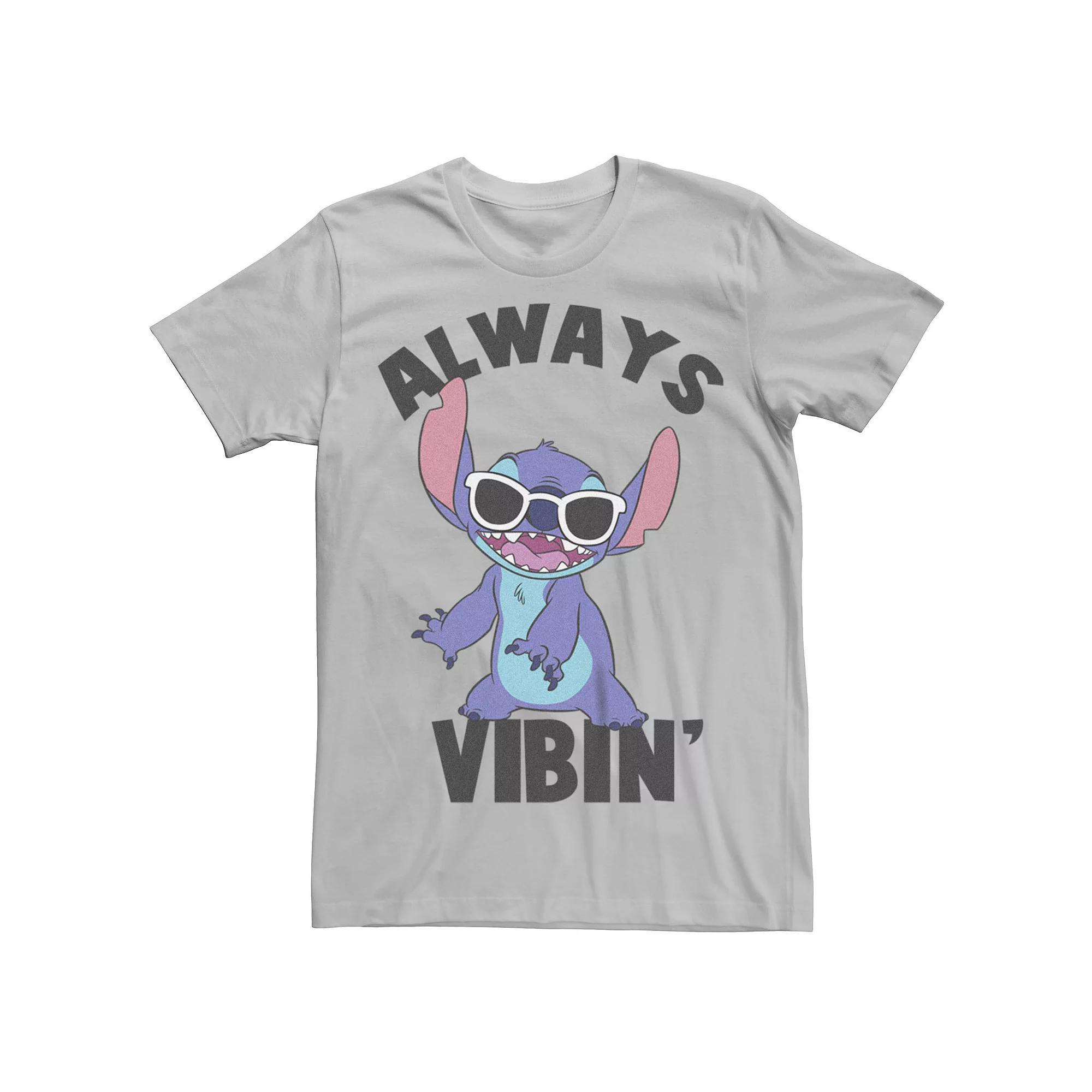 Disney's Lilo & Stitch Men's Always Vibin' Sunglasses Tee, Size: Medium, Silver Product Image