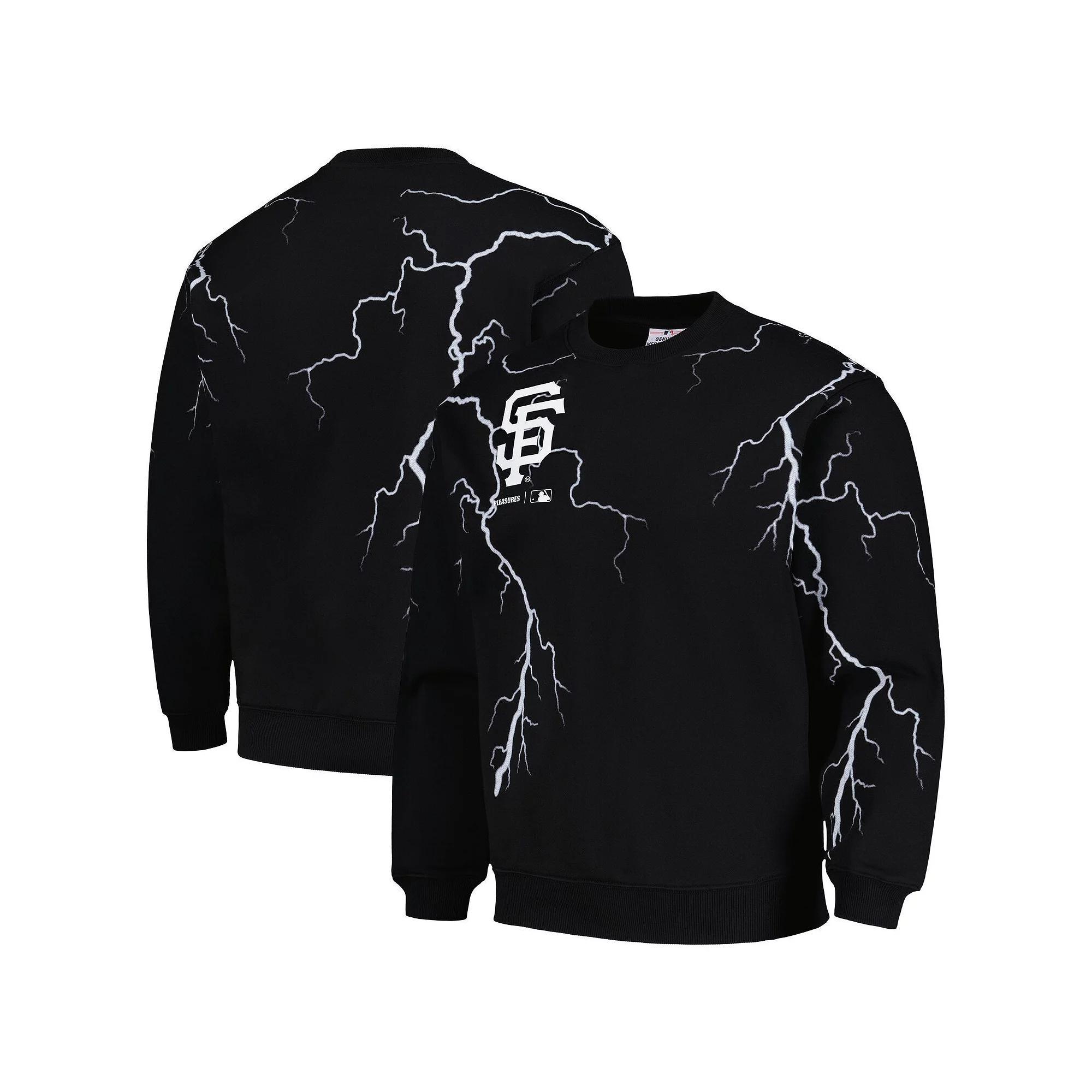 Men's PLEASURES  Black Chicago White Sox Lightning Crewneck Pullover Sweatshirt, Size: Medium Product Image