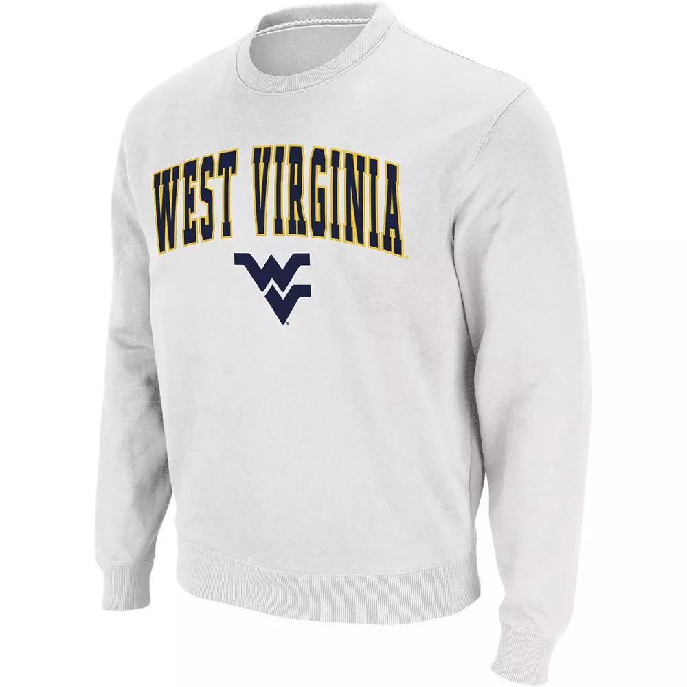 Men's Colosseum White West Virginia Mountaineers Arch & Logo Crew Neck Sweatshirt, Size: XL Product Image