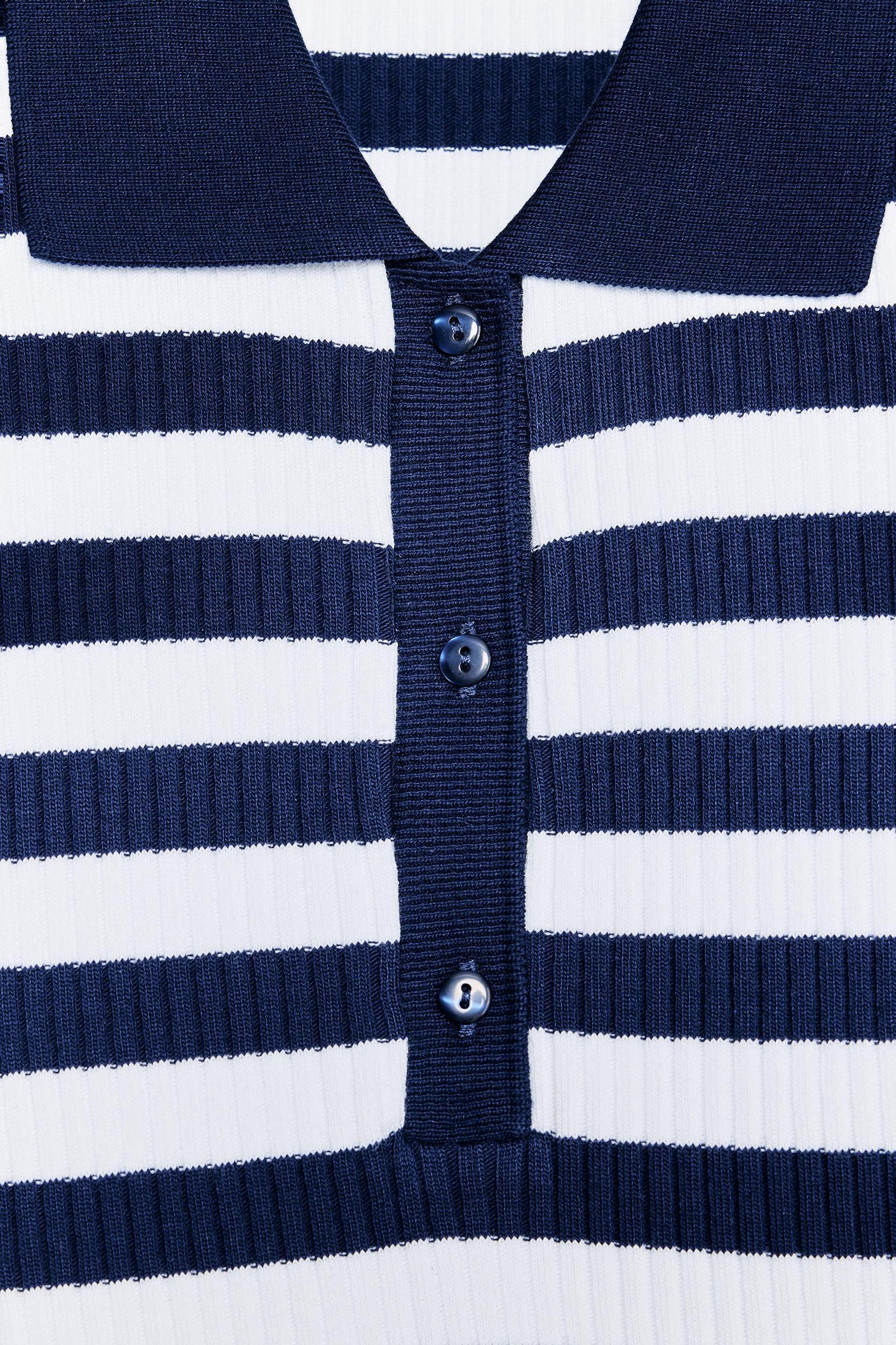 STRIPED RIBBED POLO SHIRT Product Image