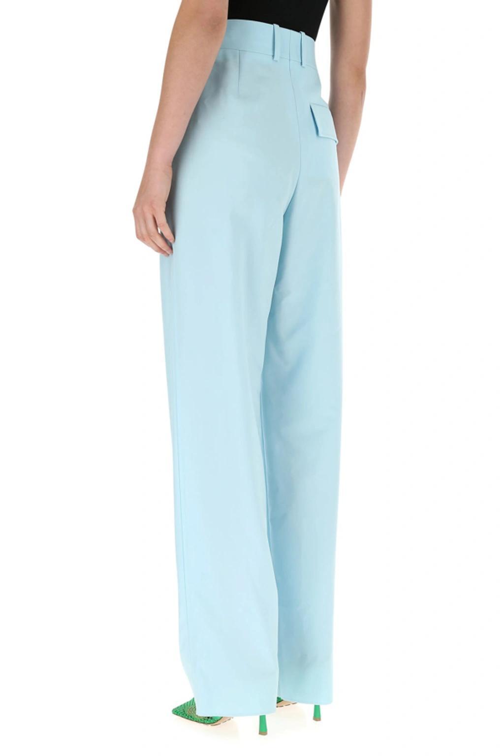 BOTTEGA VENETA Light Blue Tapered Wool Twill Trousers Product Image