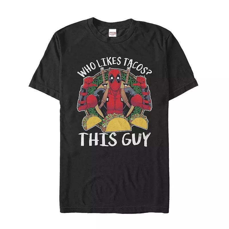 Men's Marvel Comics Deadpool "Who Likes Tacos?" Tee, Size: Large, Black Product Image