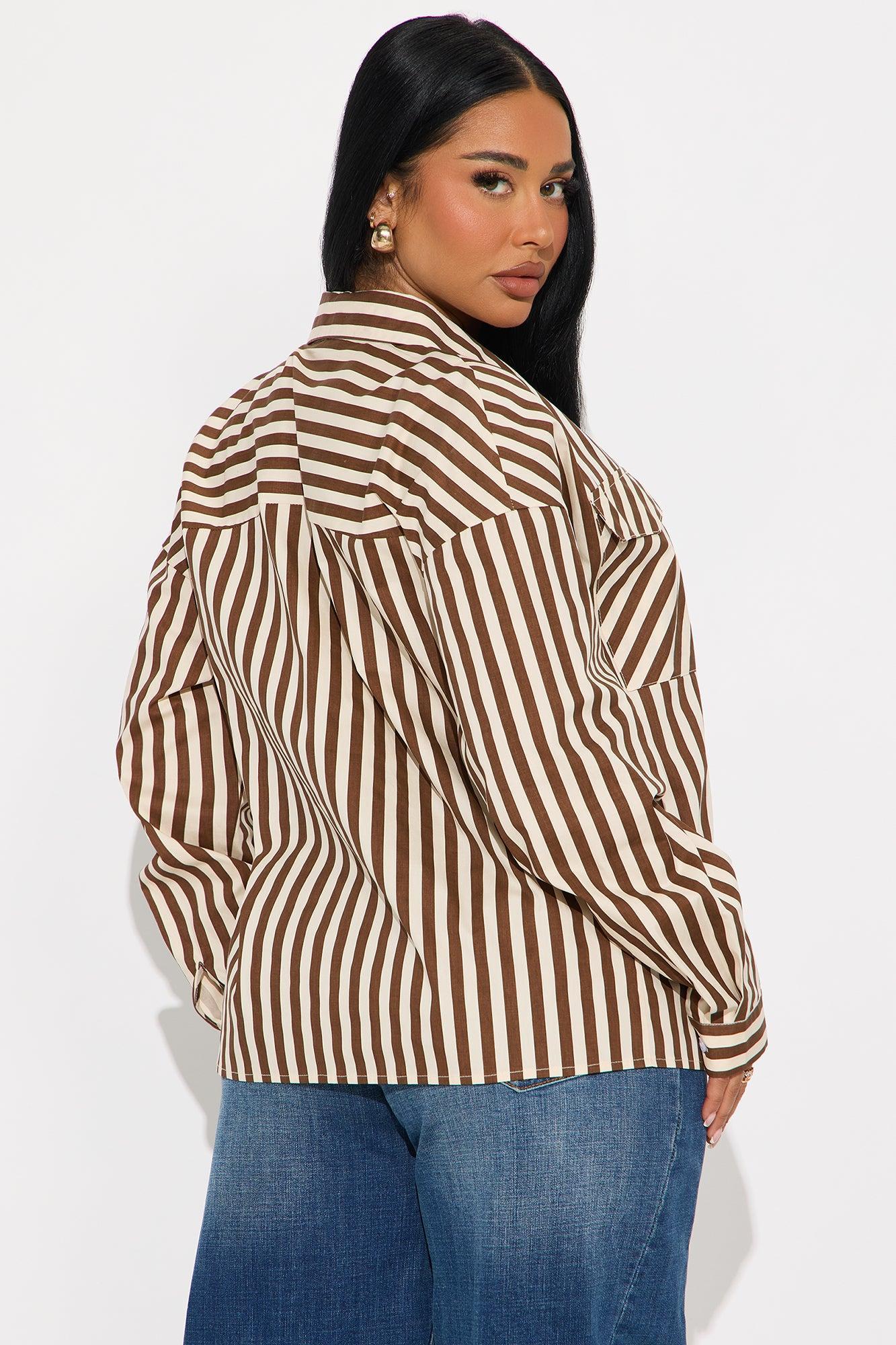 Between The Stripes Poplin Shirt - Brown/combo Product Image