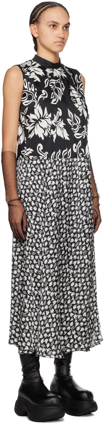SACAI Black Floral Print Maxi Dress In 001 Black Product Image