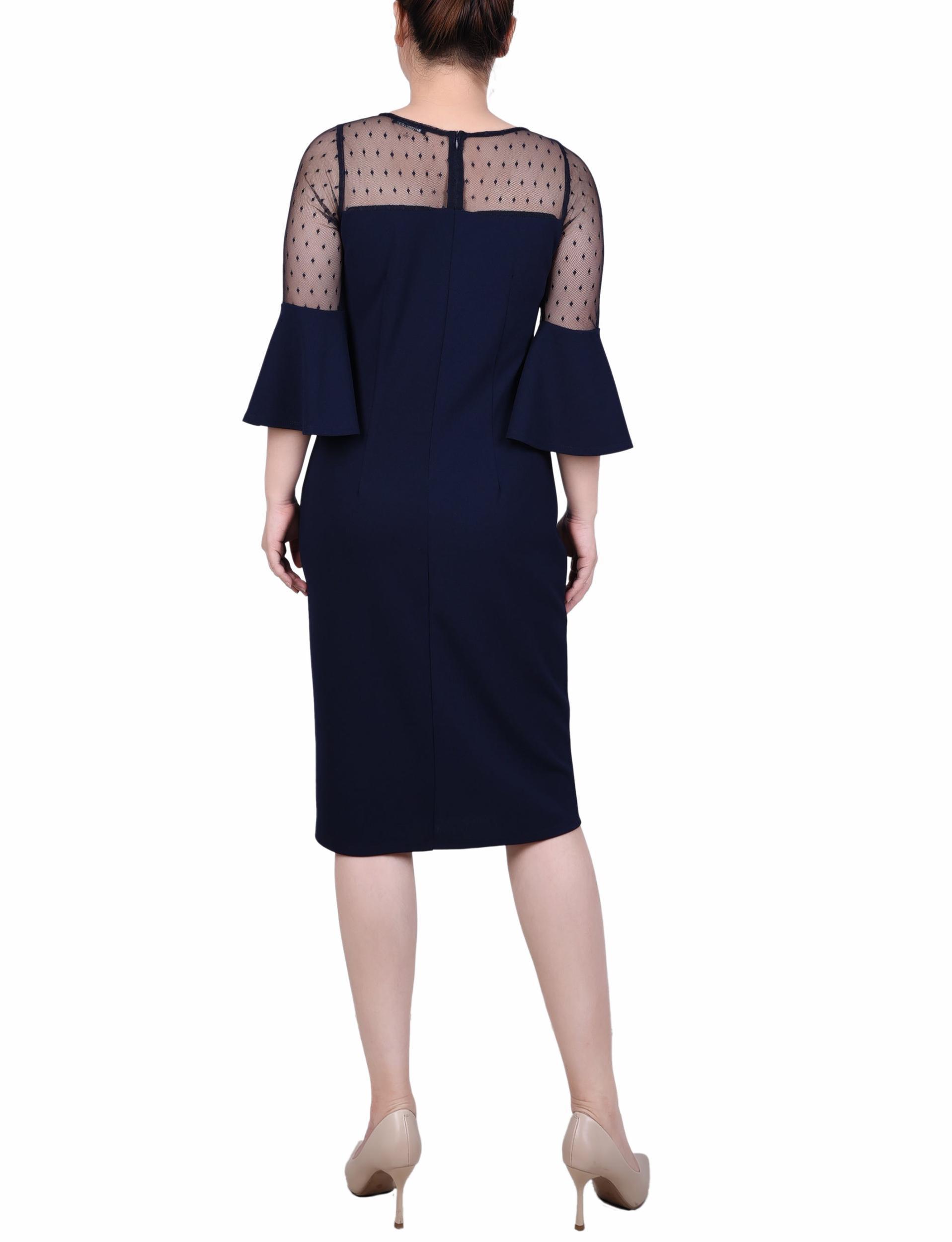 Navy Illusion Neck Scuba Dress Product Image