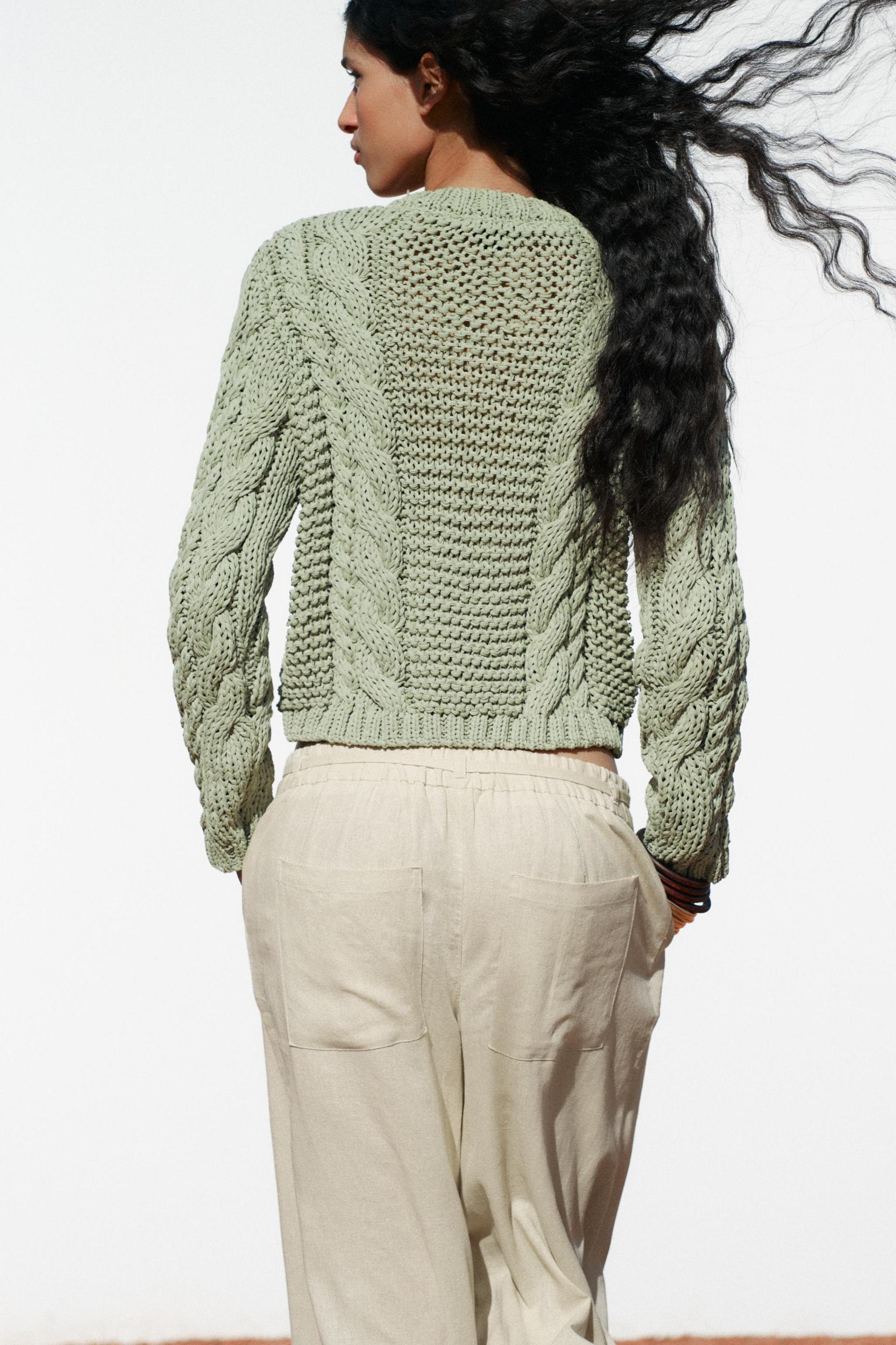 KNIT JACKET WITH FLOWER BUTTONS Product Image