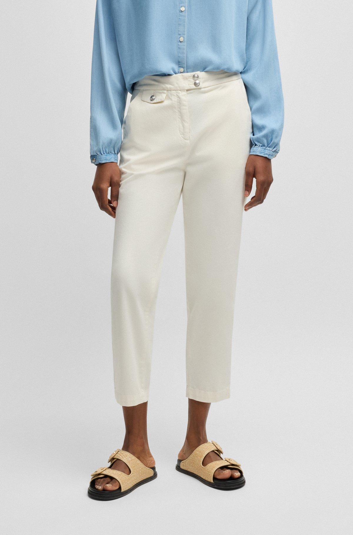 Casual chinos in stretch-cotton satin Product Image