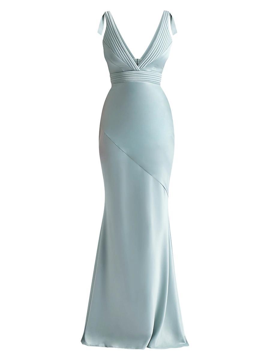 Womens Signature Beloved Sleeveless Satin Gown Product Image