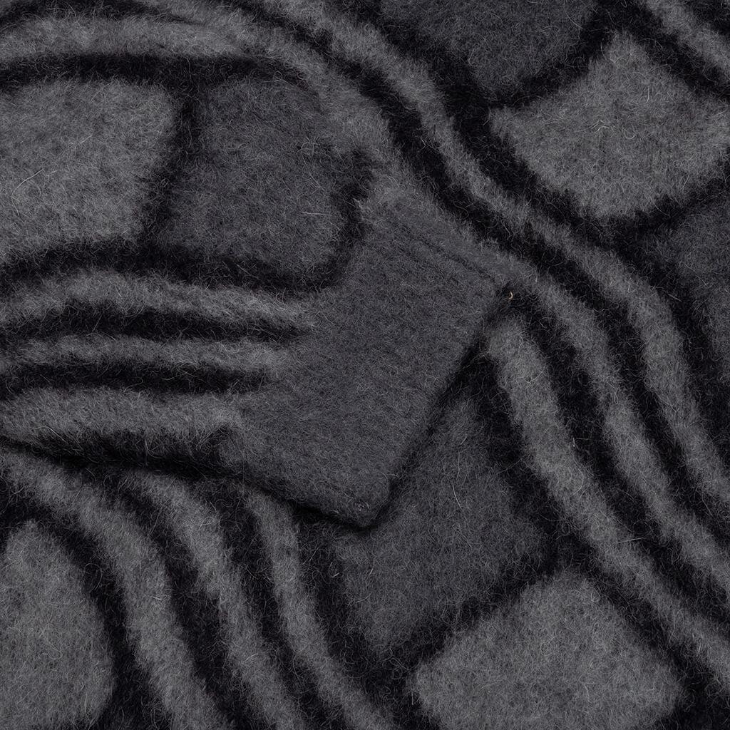 Wavy Jacquard Mohair Cardigan - Charcoal/Grey Male Product Image
