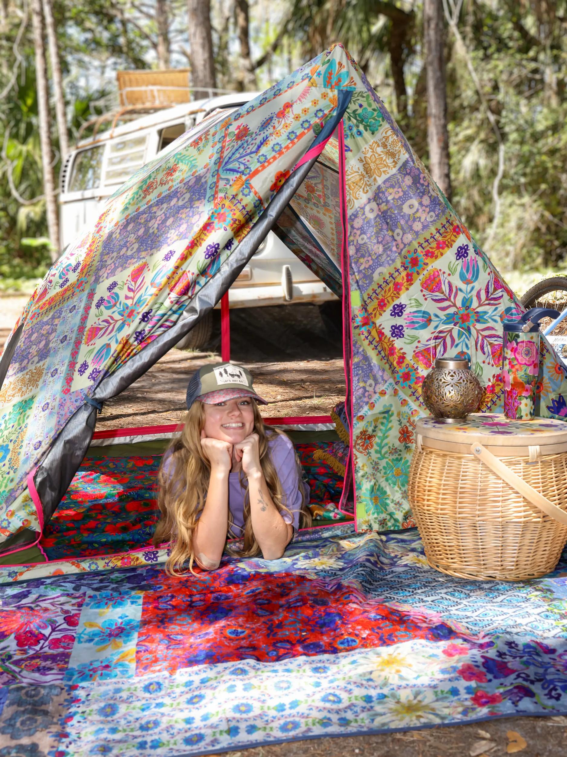 Live Happy Camping Tent - Let's Just Go A-Frame Product Image