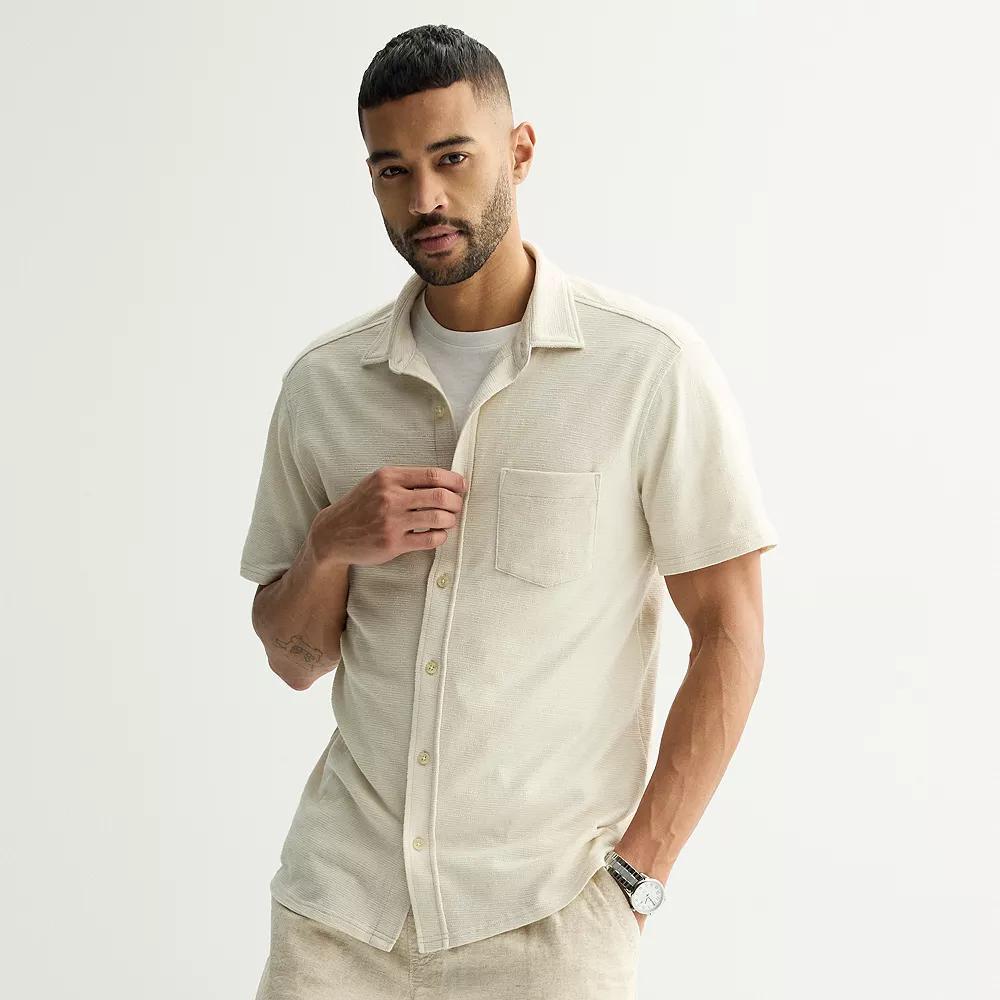 Mens Sonoma Goods For Life Textured Button Front Knit Shirt Product Image