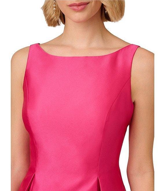 Adrianna Papell Boat Neck Sleeveless A-Line Taffeta Dress Product Image