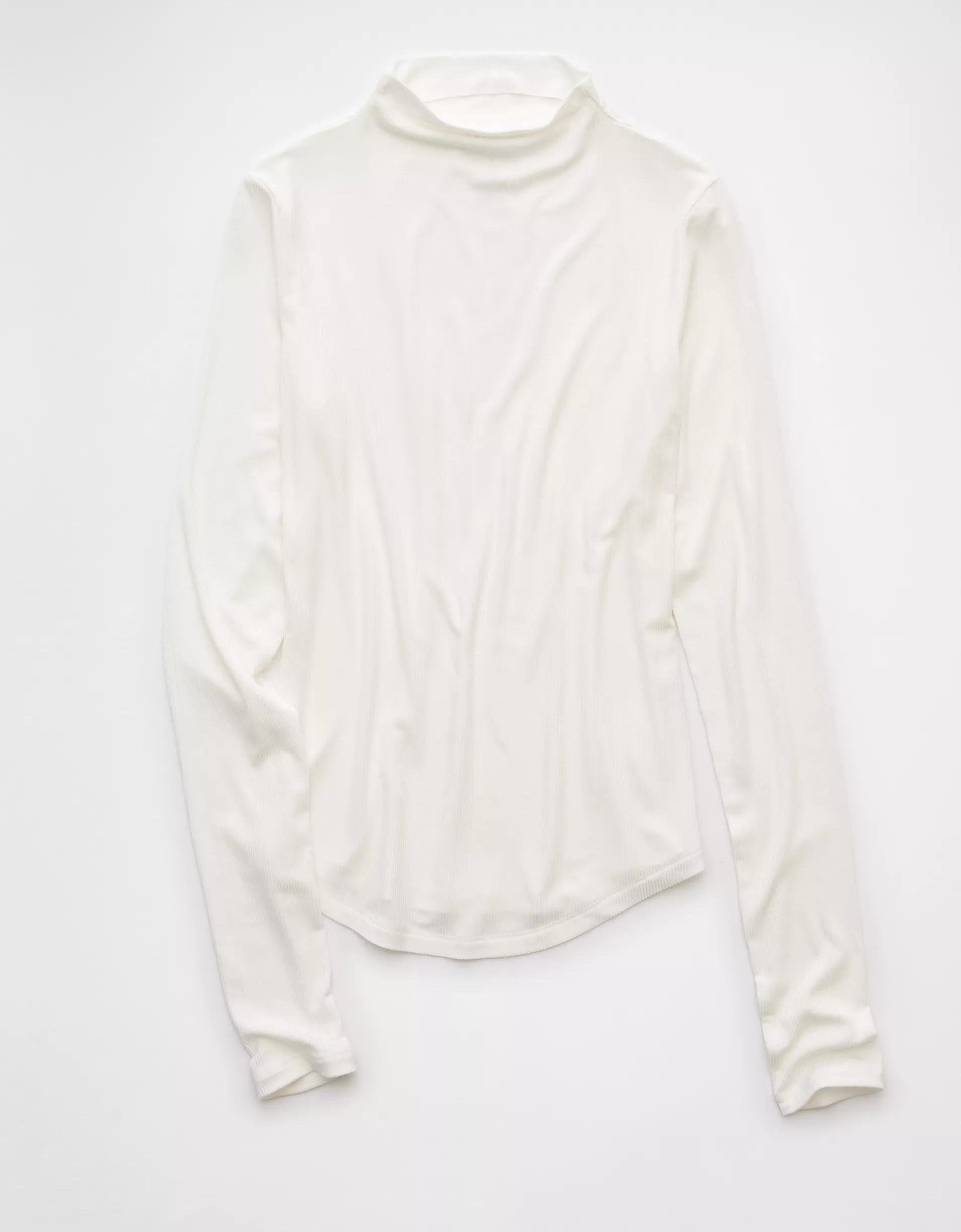 AE Soft & Sexy Long-Sleeve Mock Neck T-Shirt Product Image