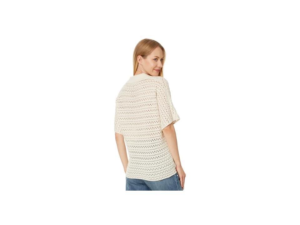 Faherty Nusa Crochet Polo (Birch) Women's Sweater Product Image