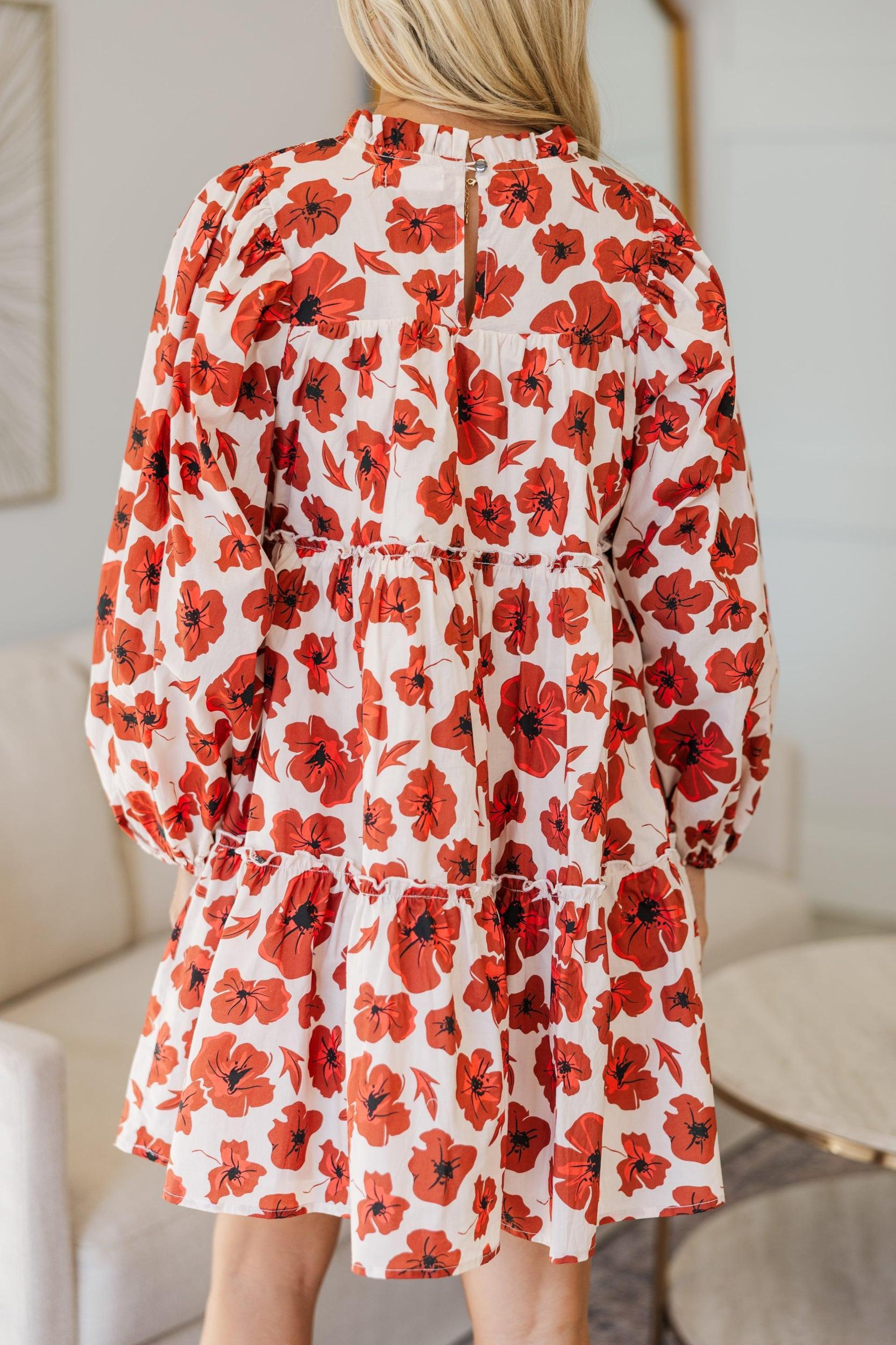NURSING COLLECTION: Be Your Best Rust Floral Babydoll Dress Female Product Image
