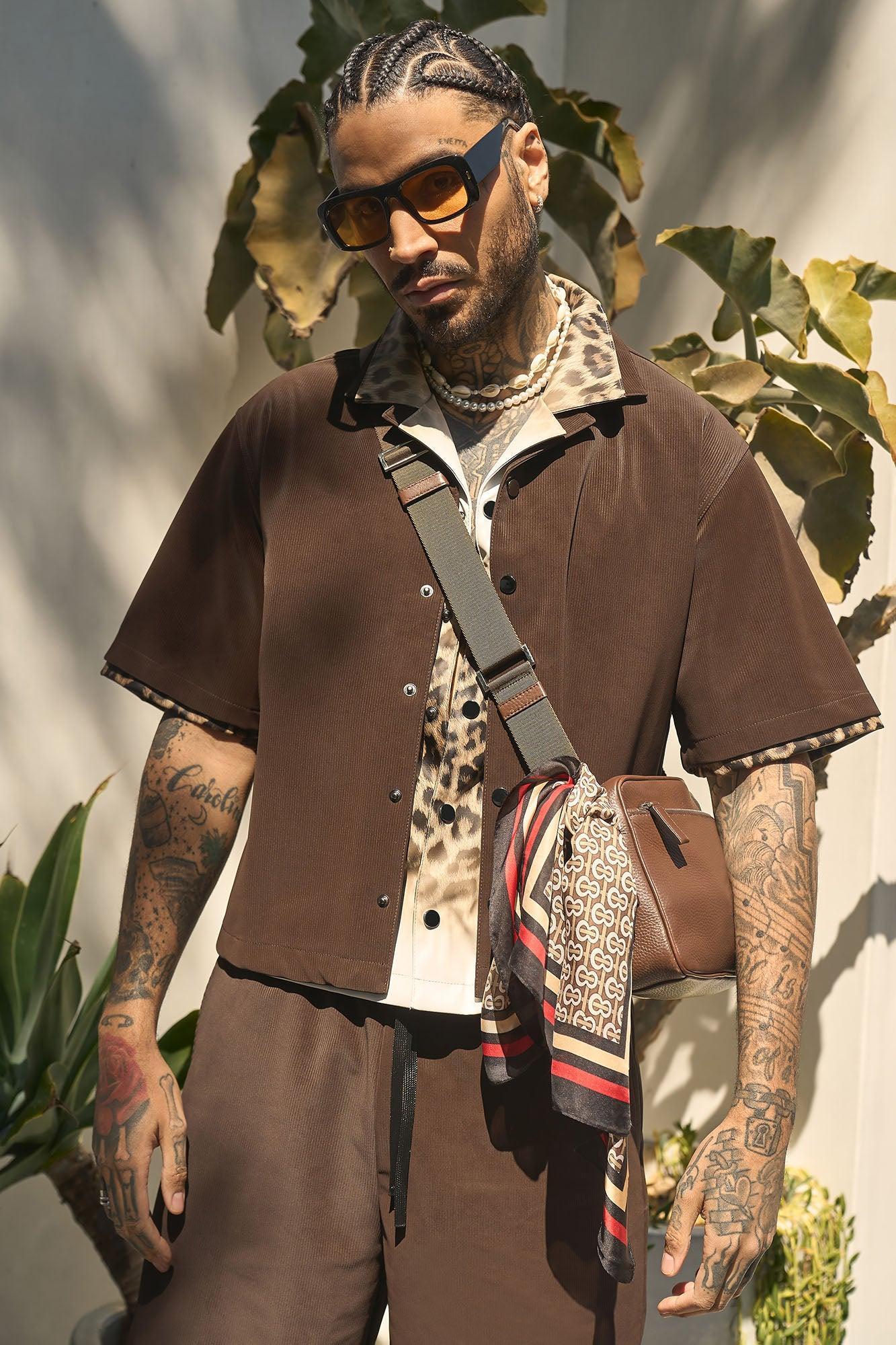 Kings Fade Cropped Button Up Shirt - Multi Color Product Image