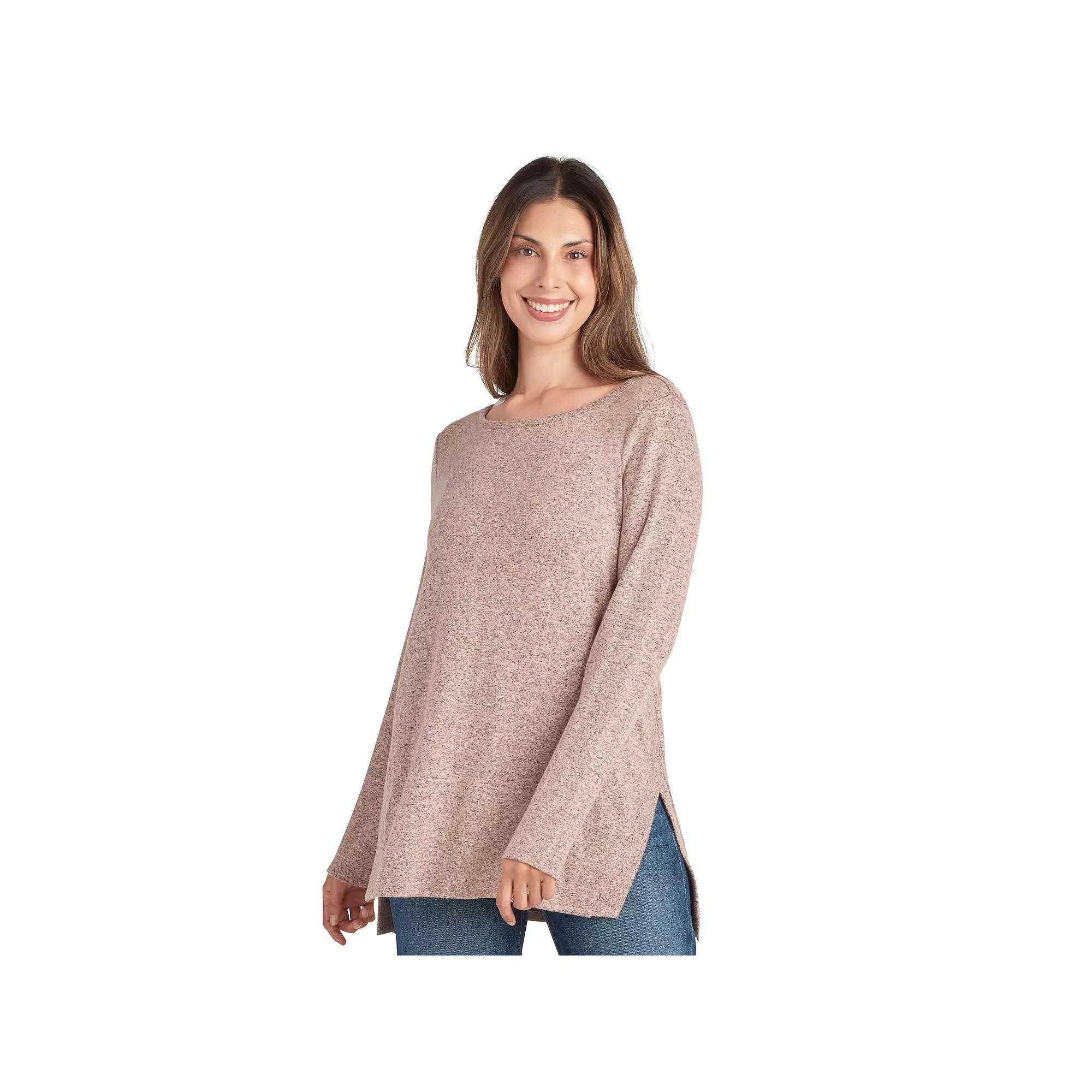 Women's AGB Long Sleeve Split Hem Tunic, Size: Large, Dark Blue Product Image